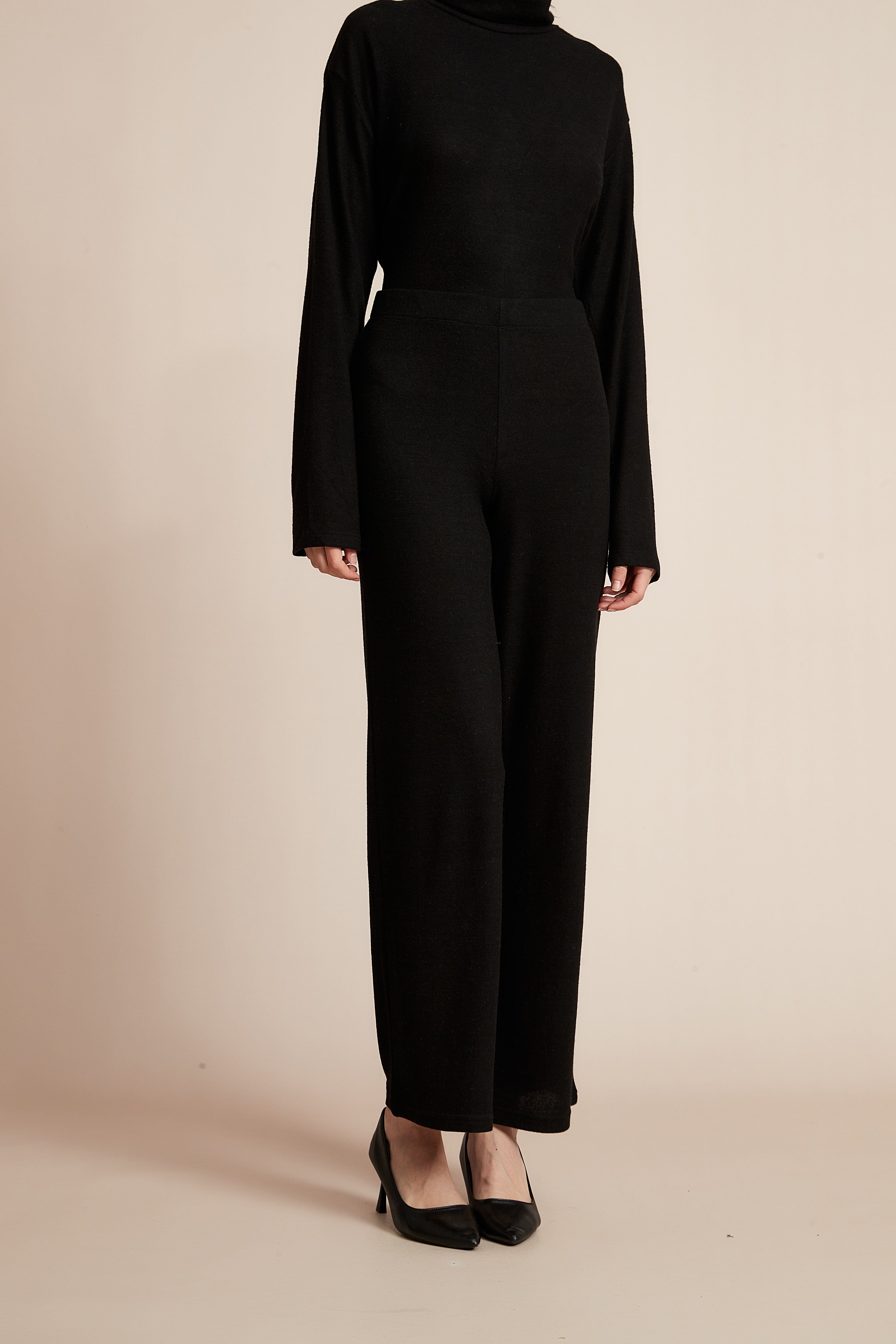 Plain Wide-Leg Winter Pants
