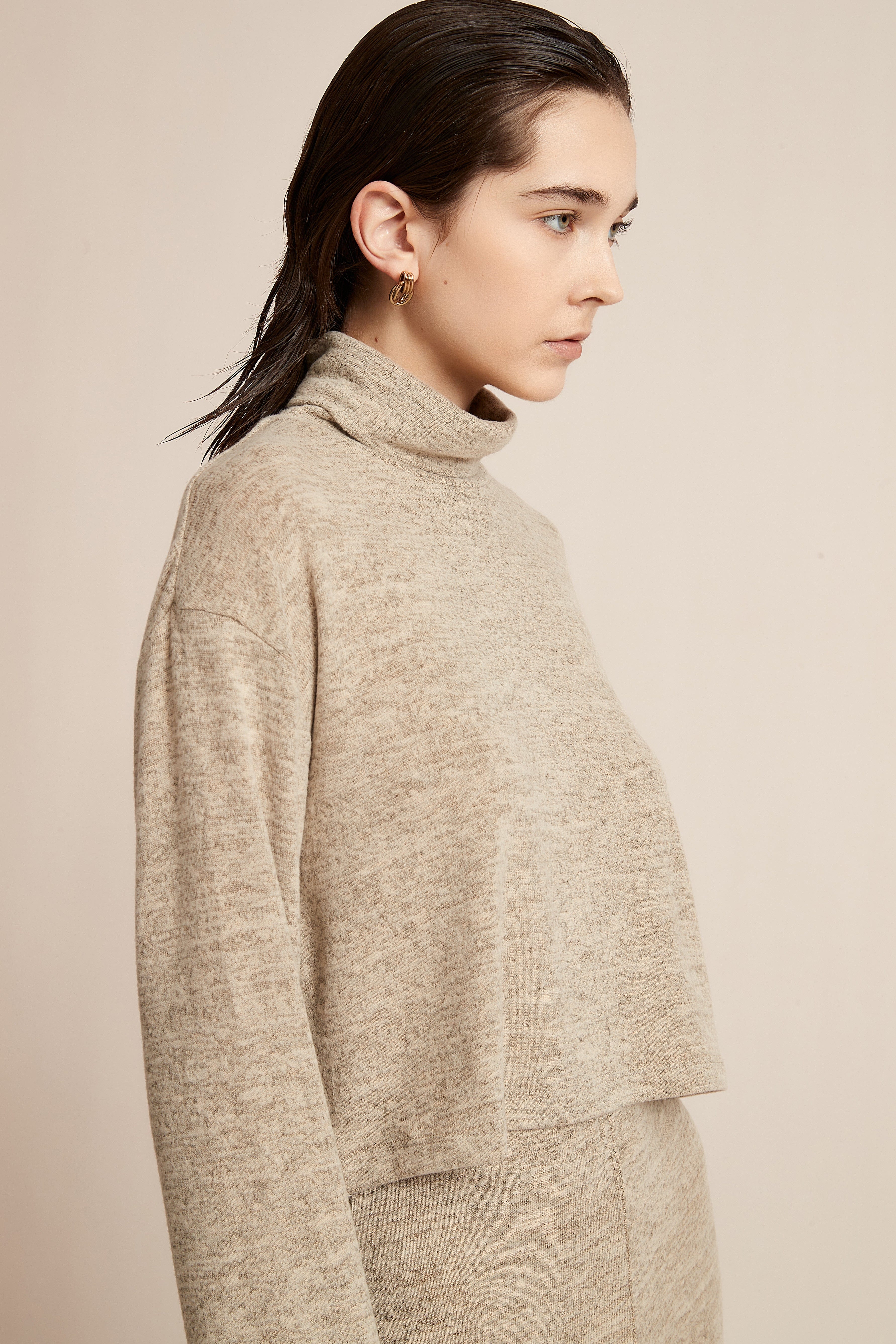 Long Winter Blouse With Long Sleeves And High Neck
