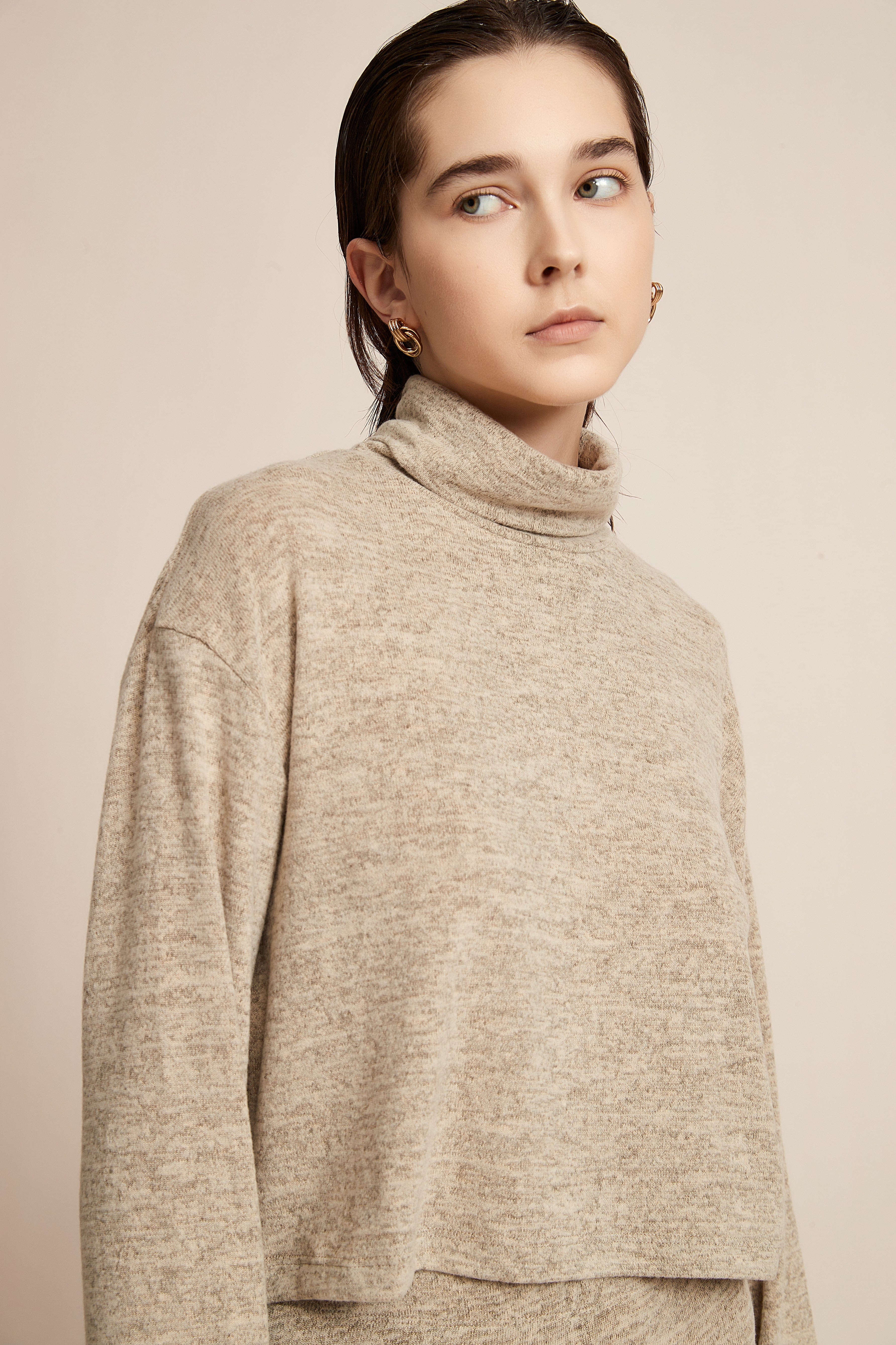 Long Winter Blouse With Long Sleeves And High Neck