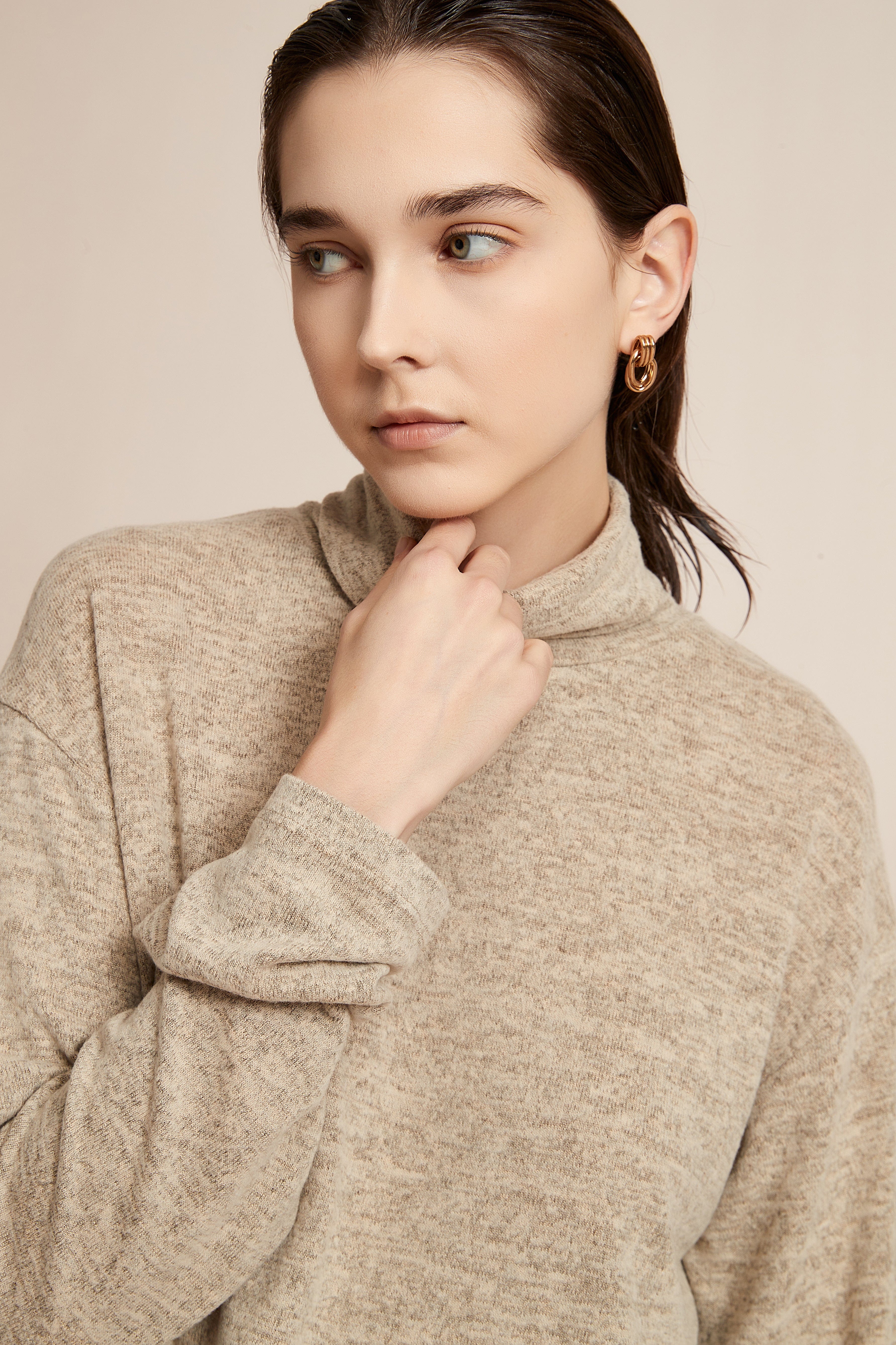 Long Winter Blouse With Long Sleeves And High Neck