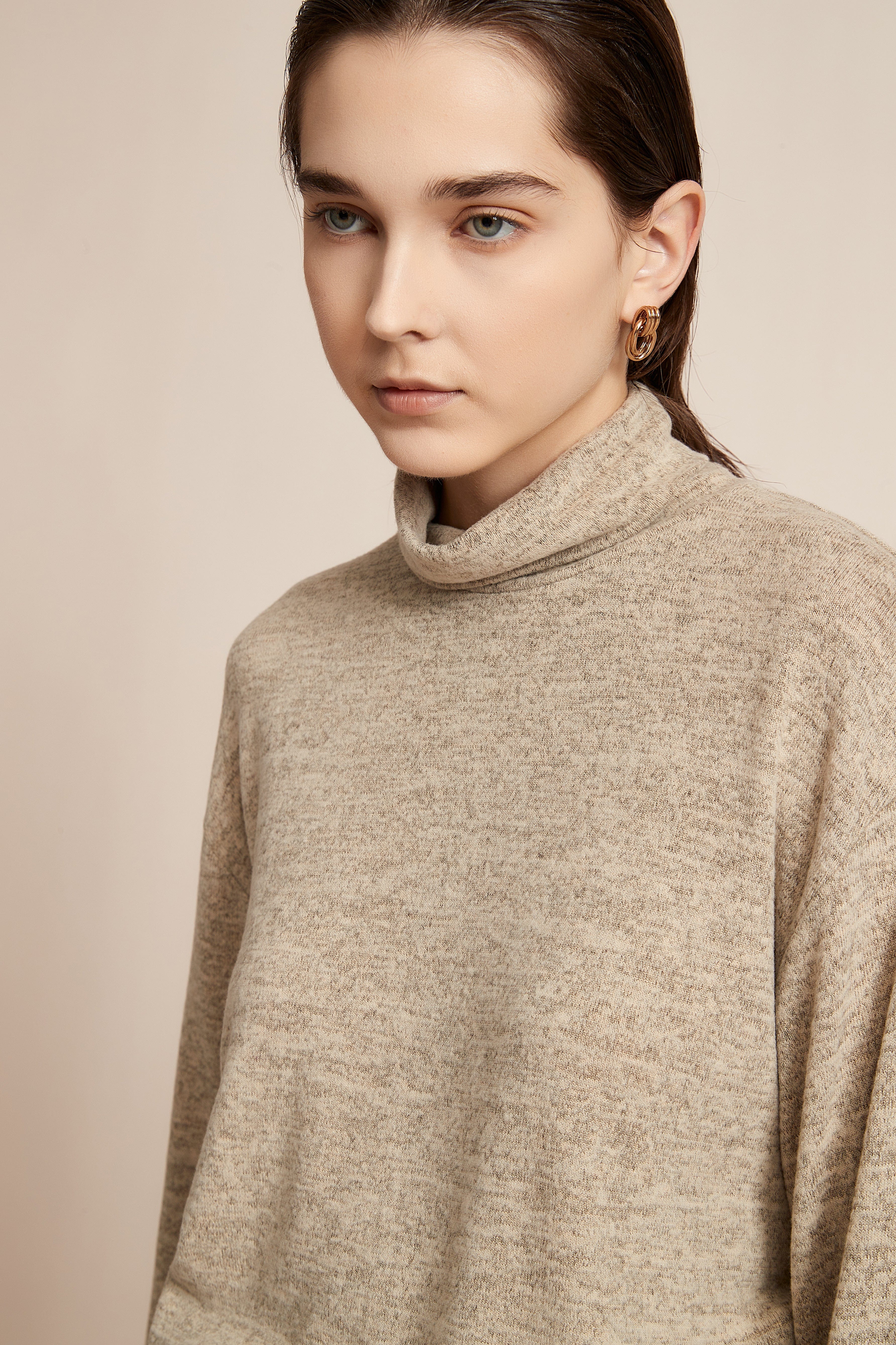 Long Winter Blouse With Long Sleeves And High Neck