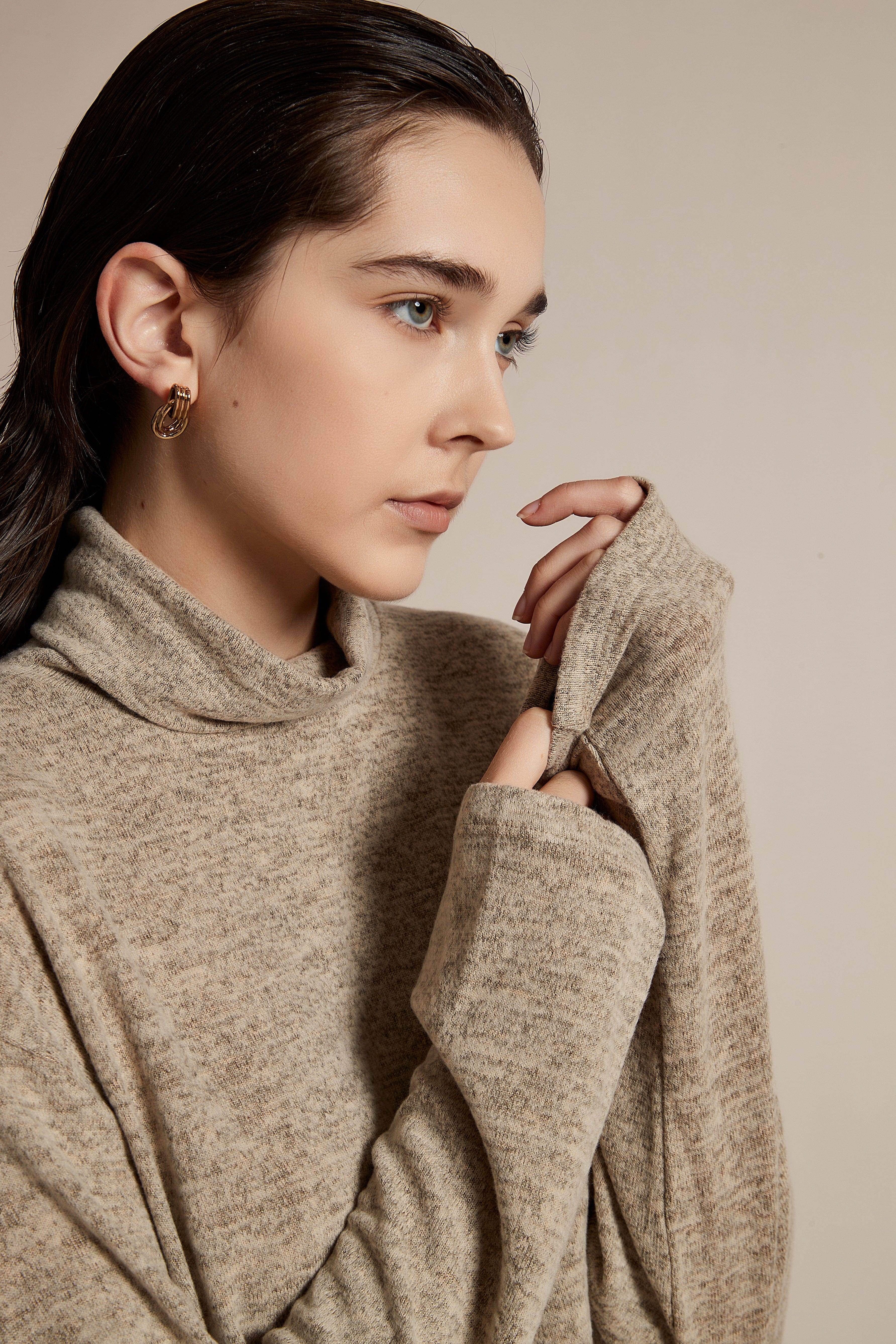 Long Winter Blouse With Long Sleeves And High Neck