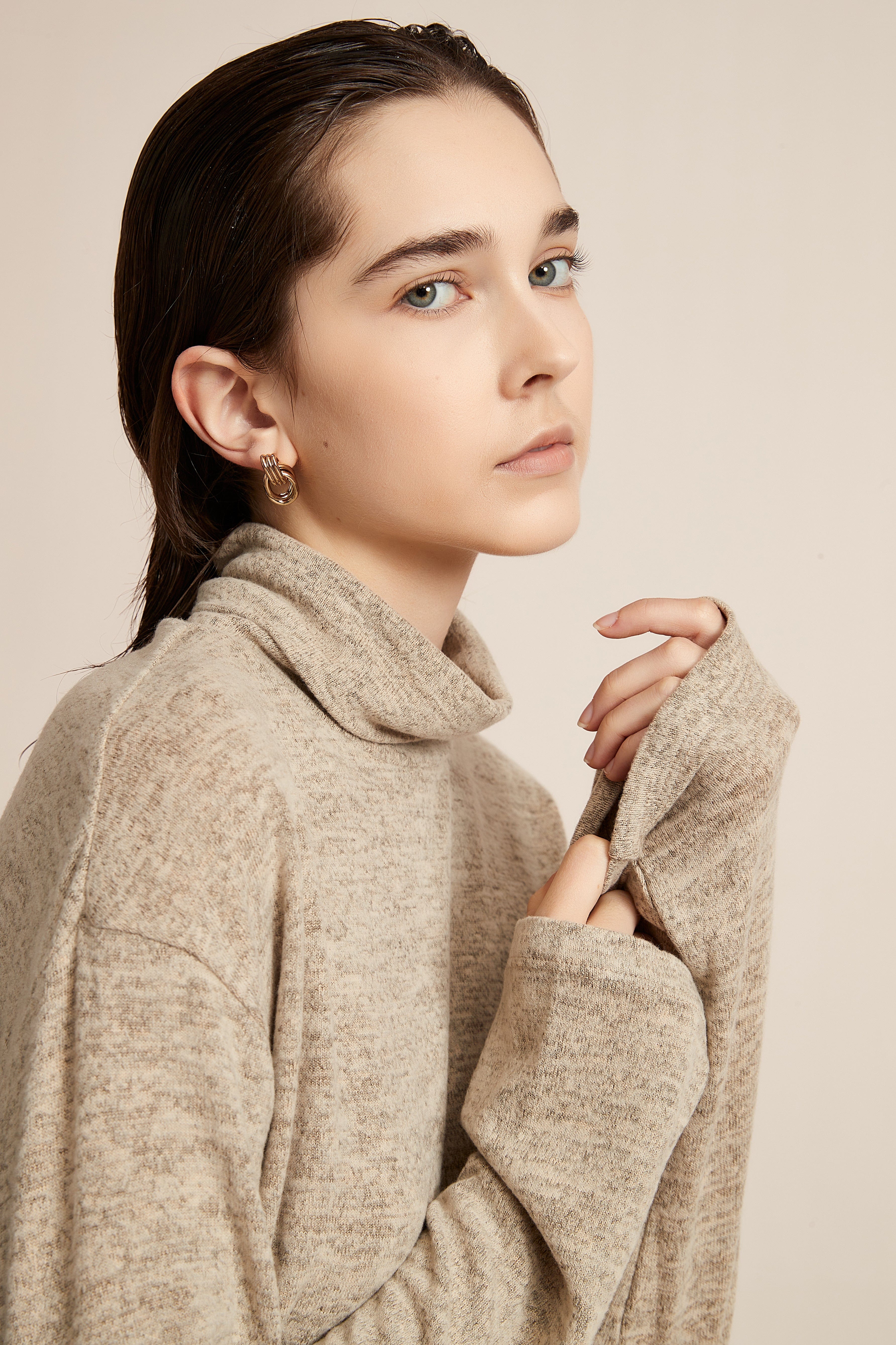 Long Winter Blouse With Long Sleeves And High Neck