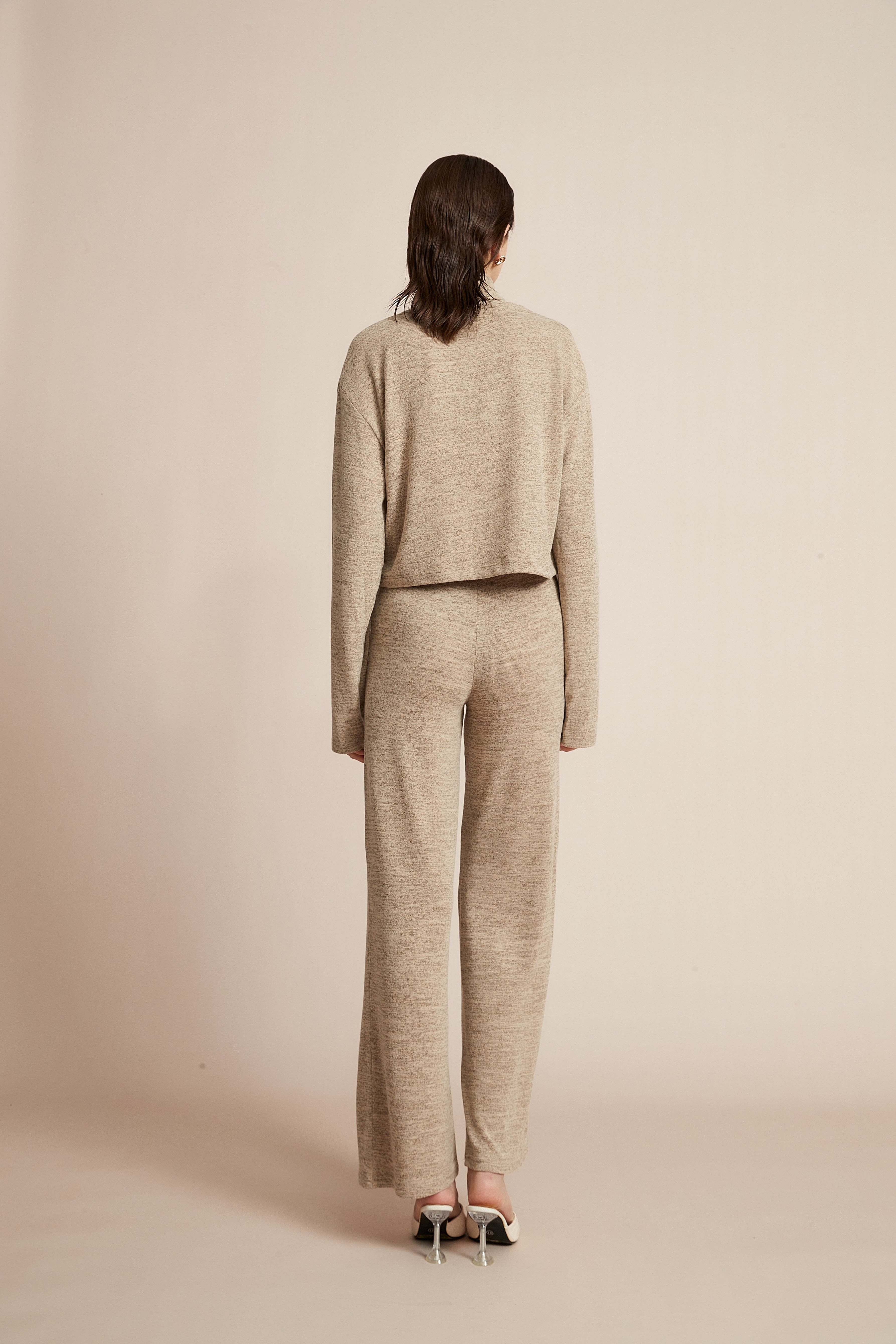 Plain Wide-Leg Winter Trousers