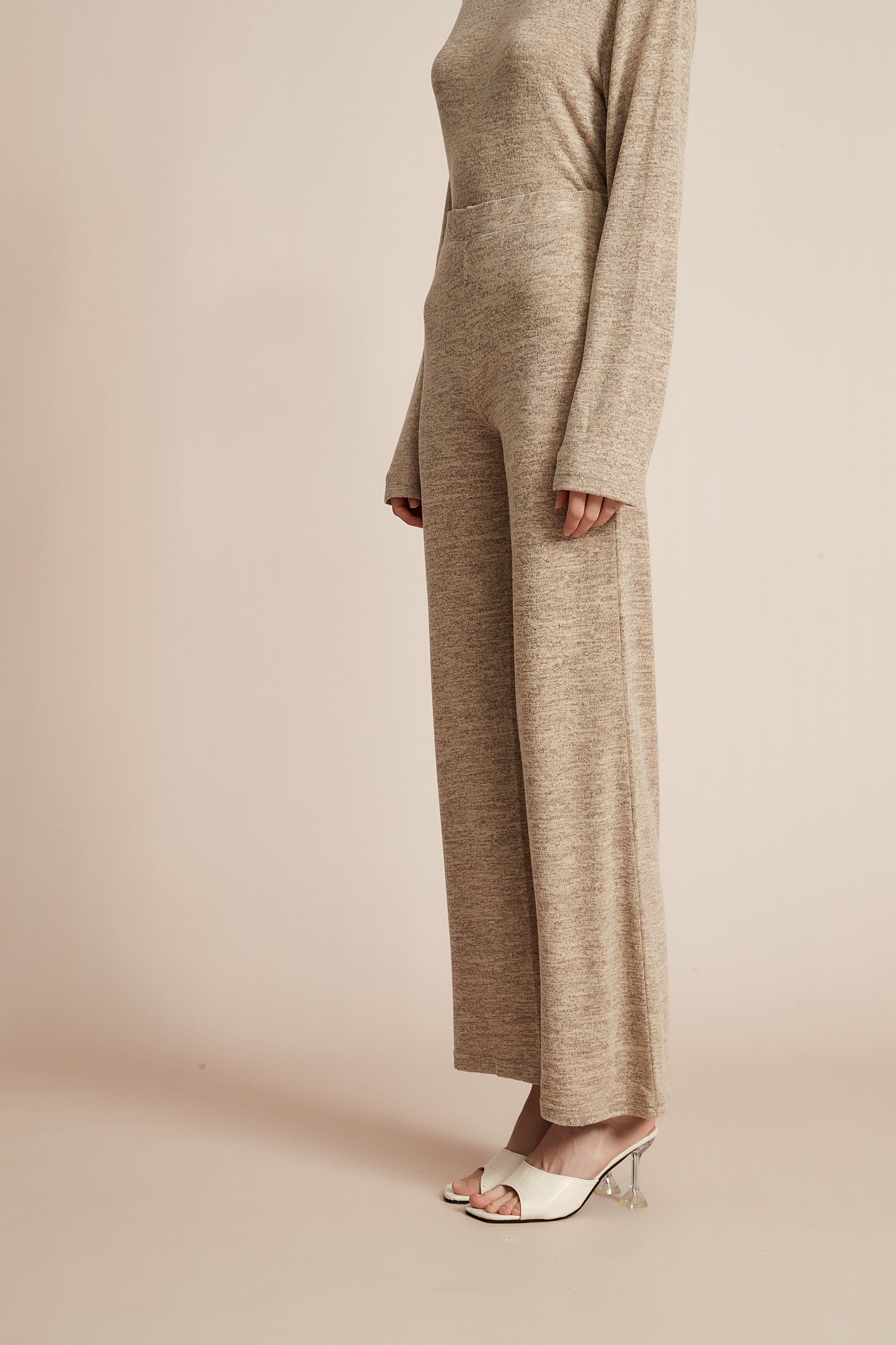 Plain Wide-Leg Winter Trousers