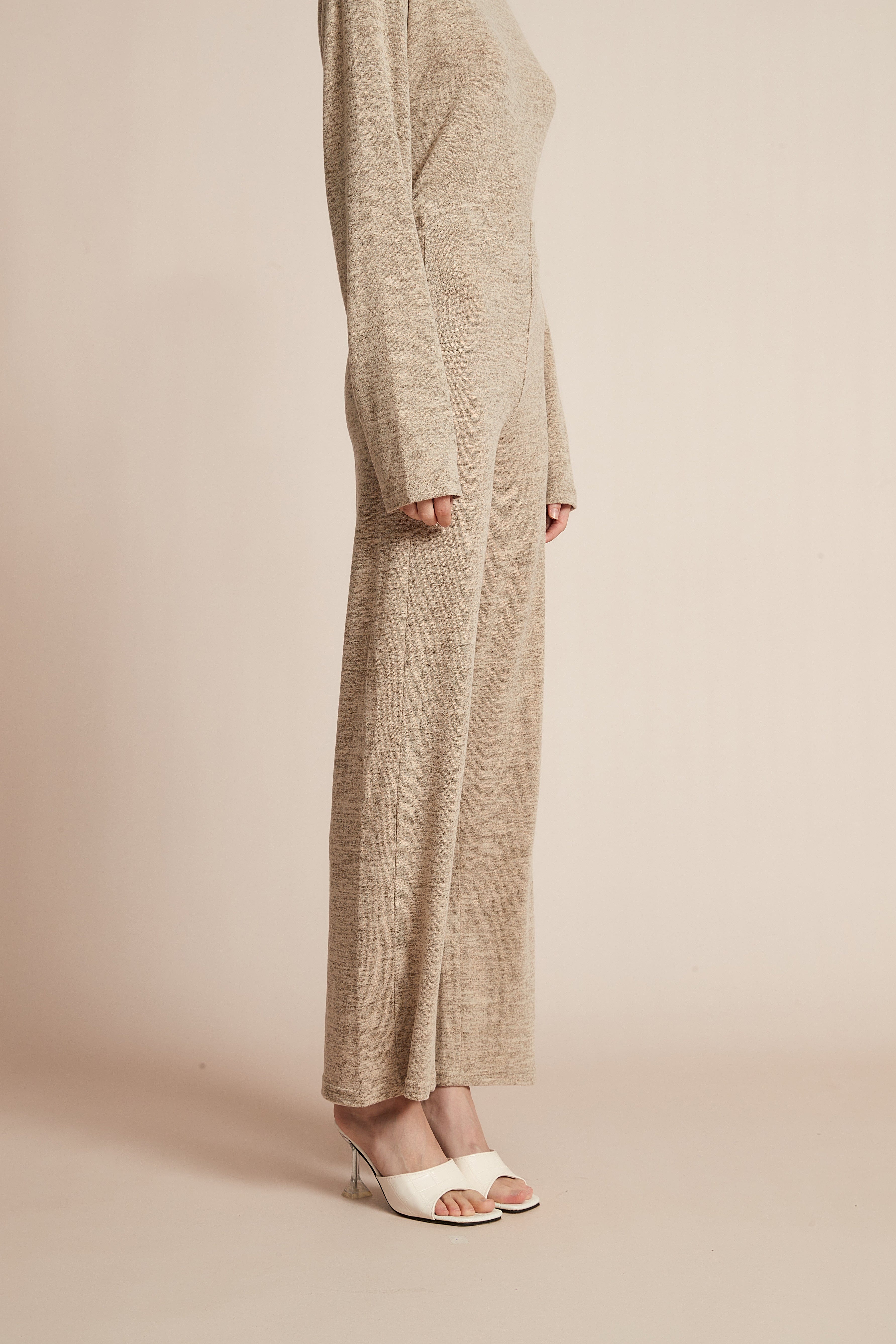 Plain Wide-Leg Winter Trousers
