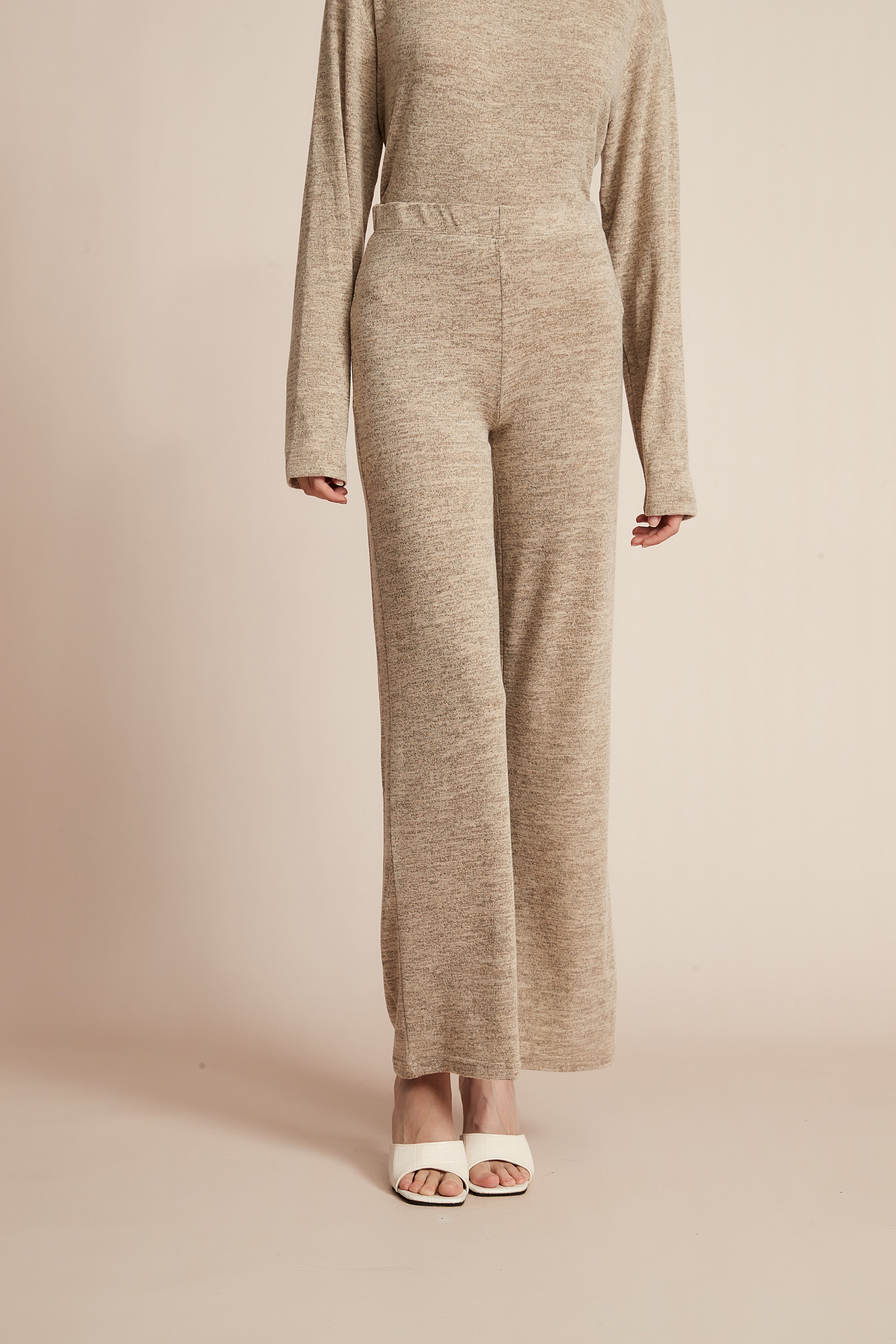 Plain Wide-Leg Winter Trousers