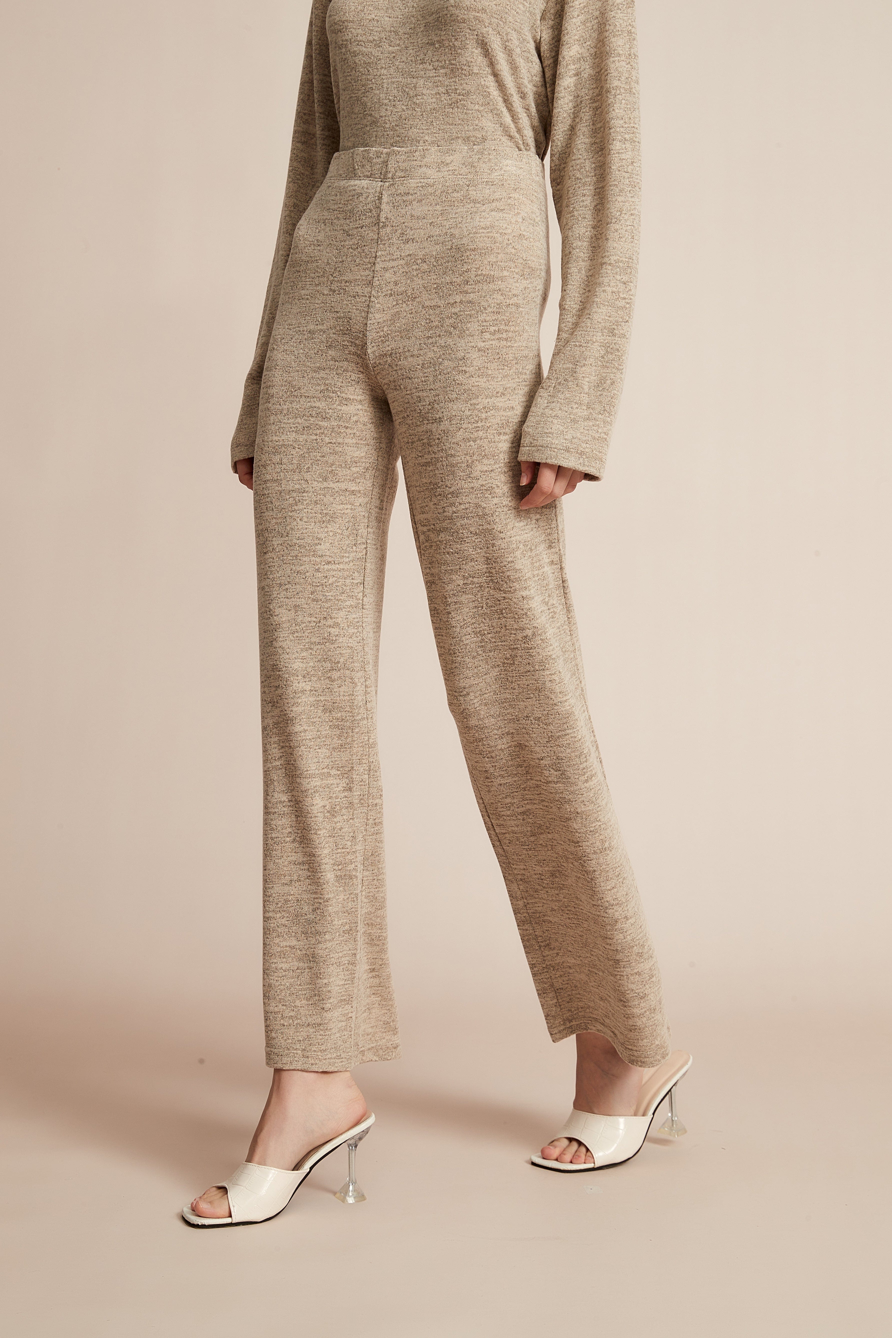 Plain Wide-Leg Winter Trousers