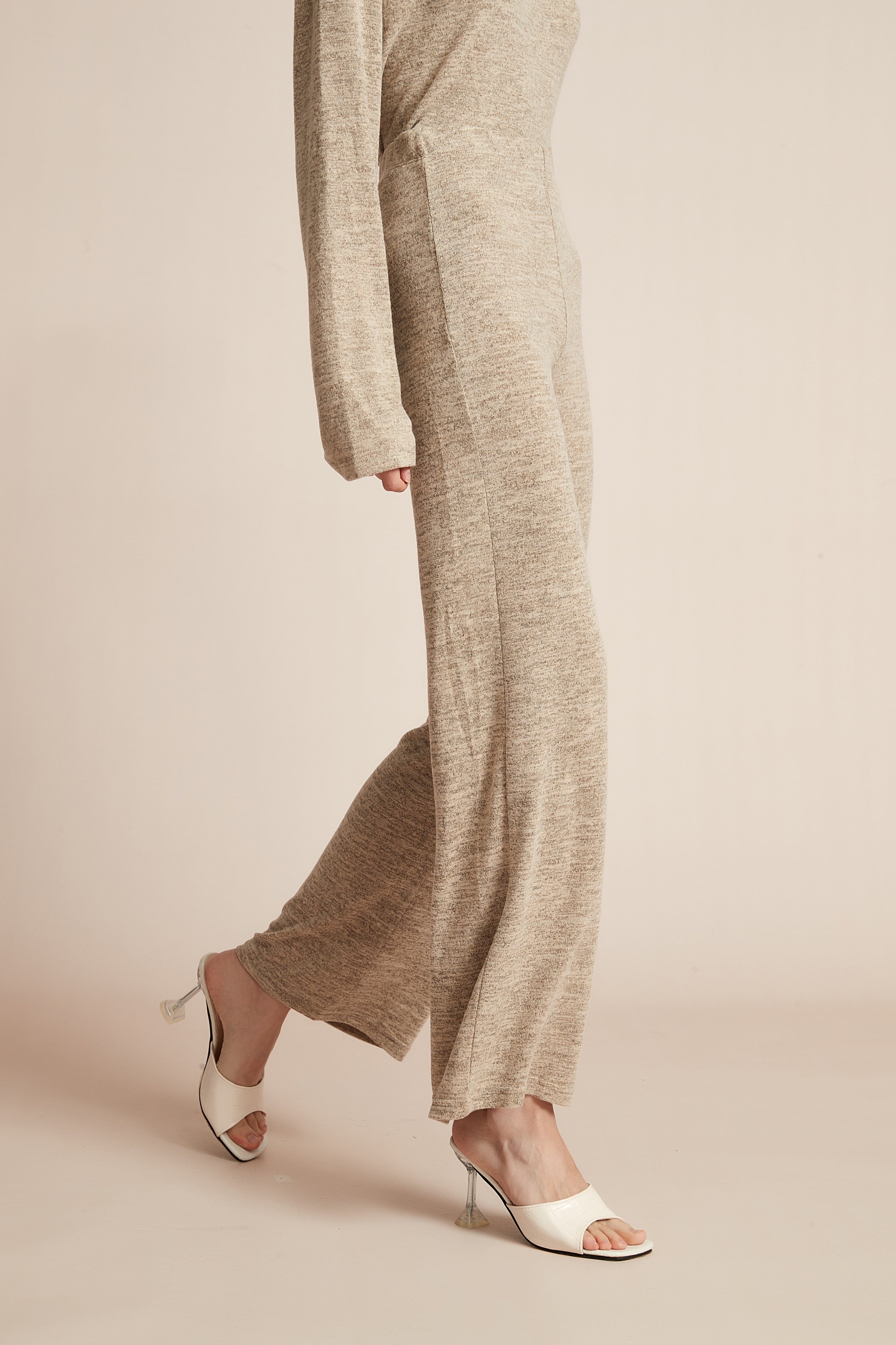 Plain Wide-Leg Winter Trousers