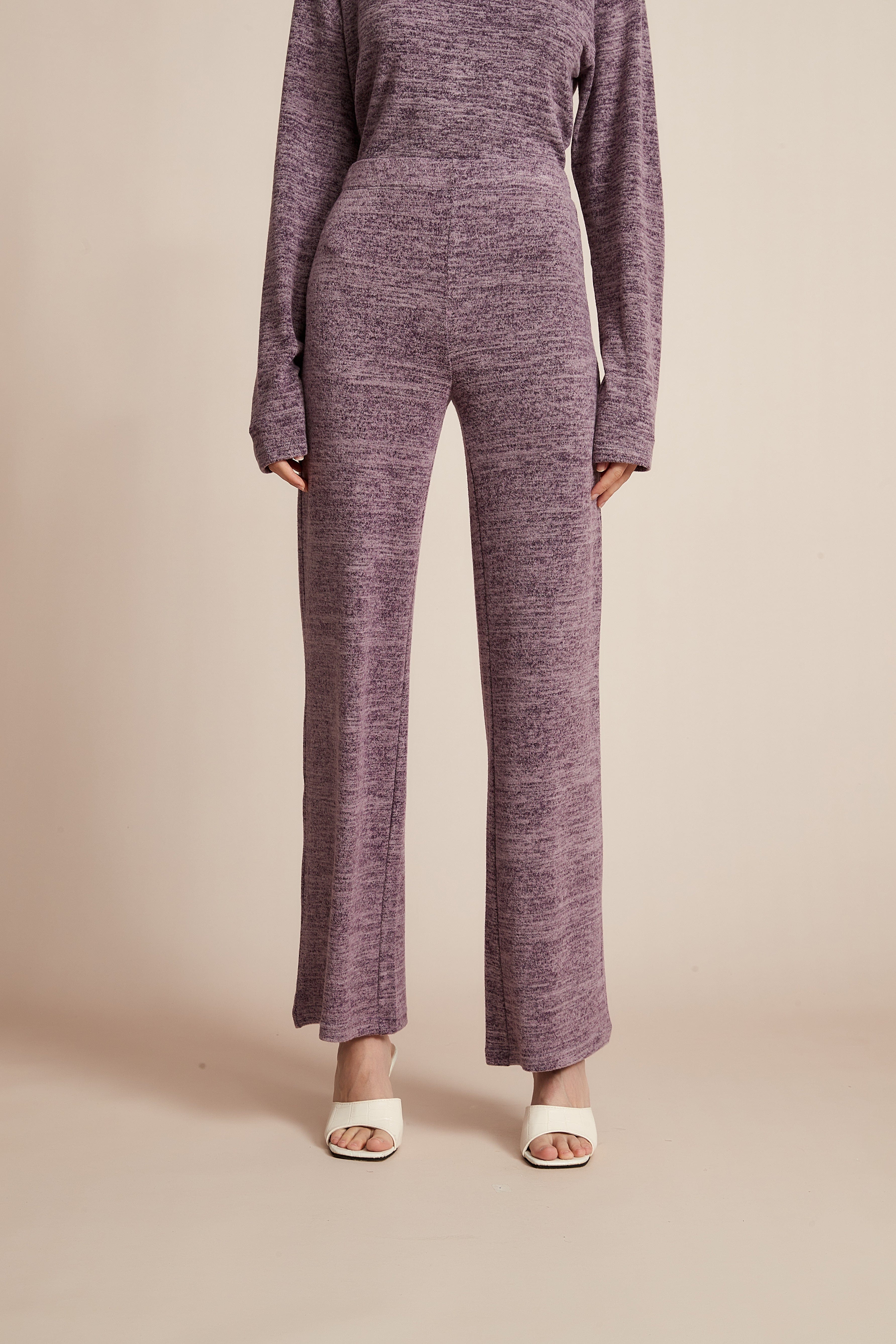 Plain Wide-Leg Winter Trousers