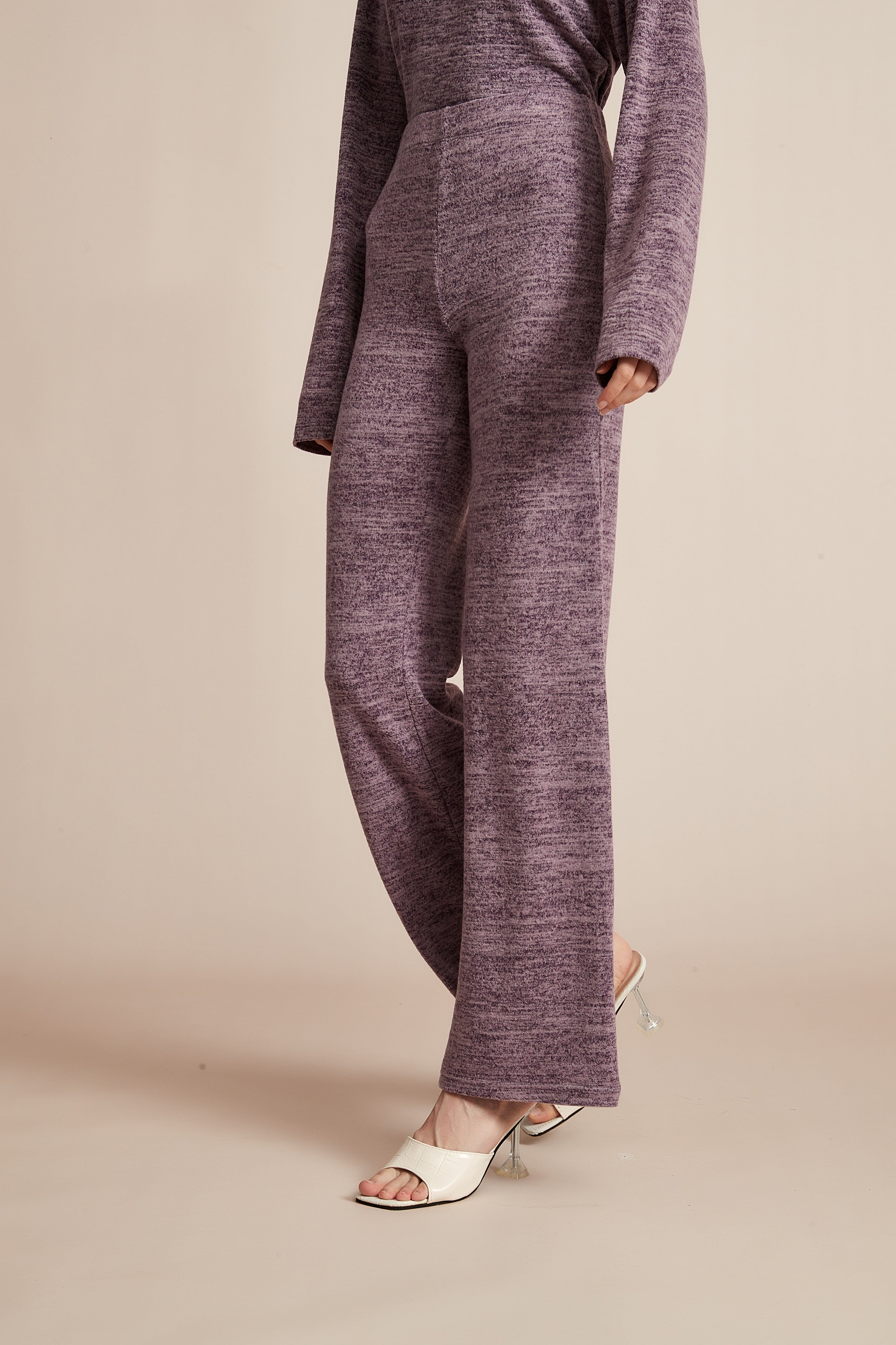 Plain Wide-Leg Winter Trousers