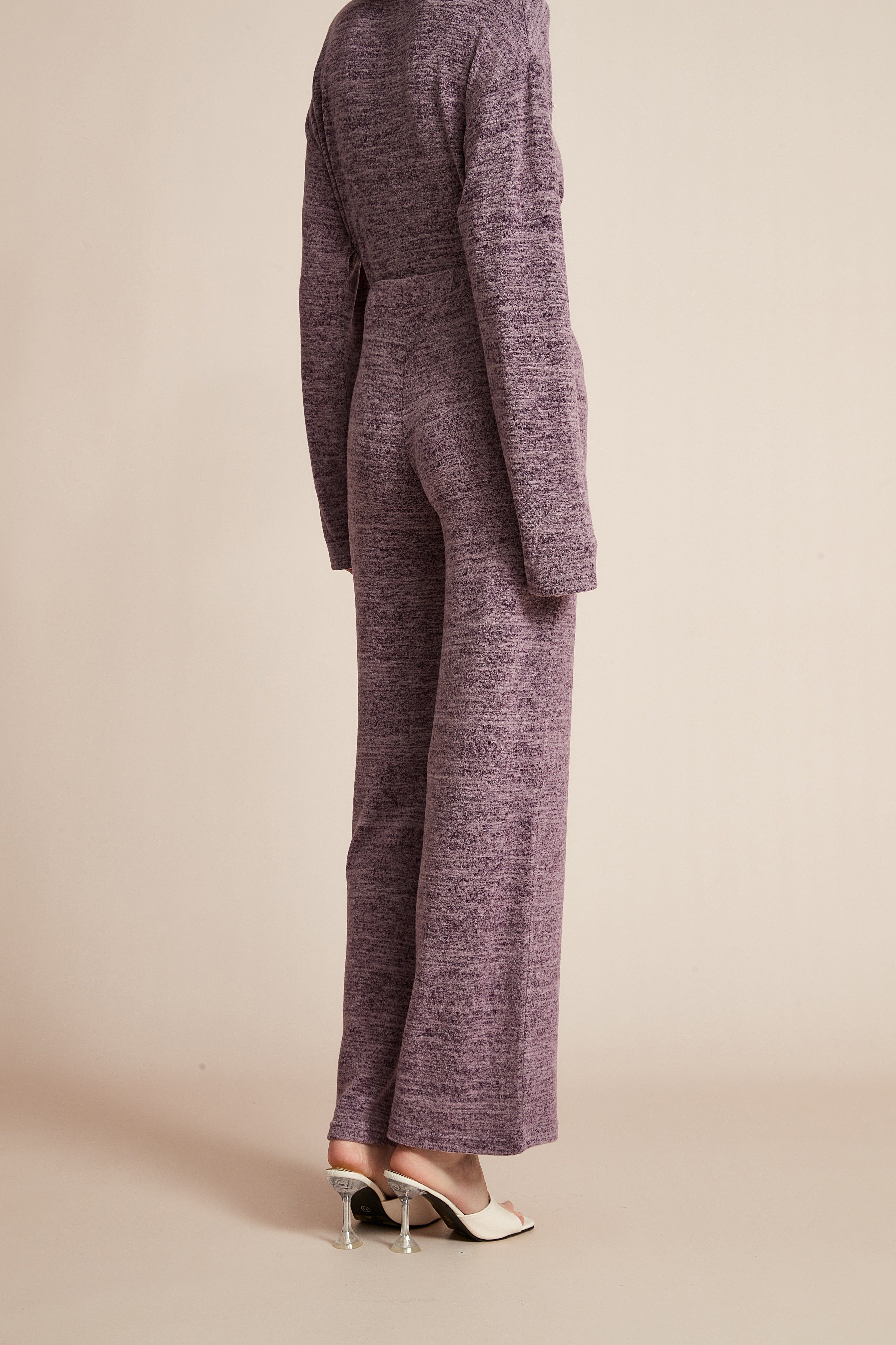 Plain Wide-Leg Winter Trousers