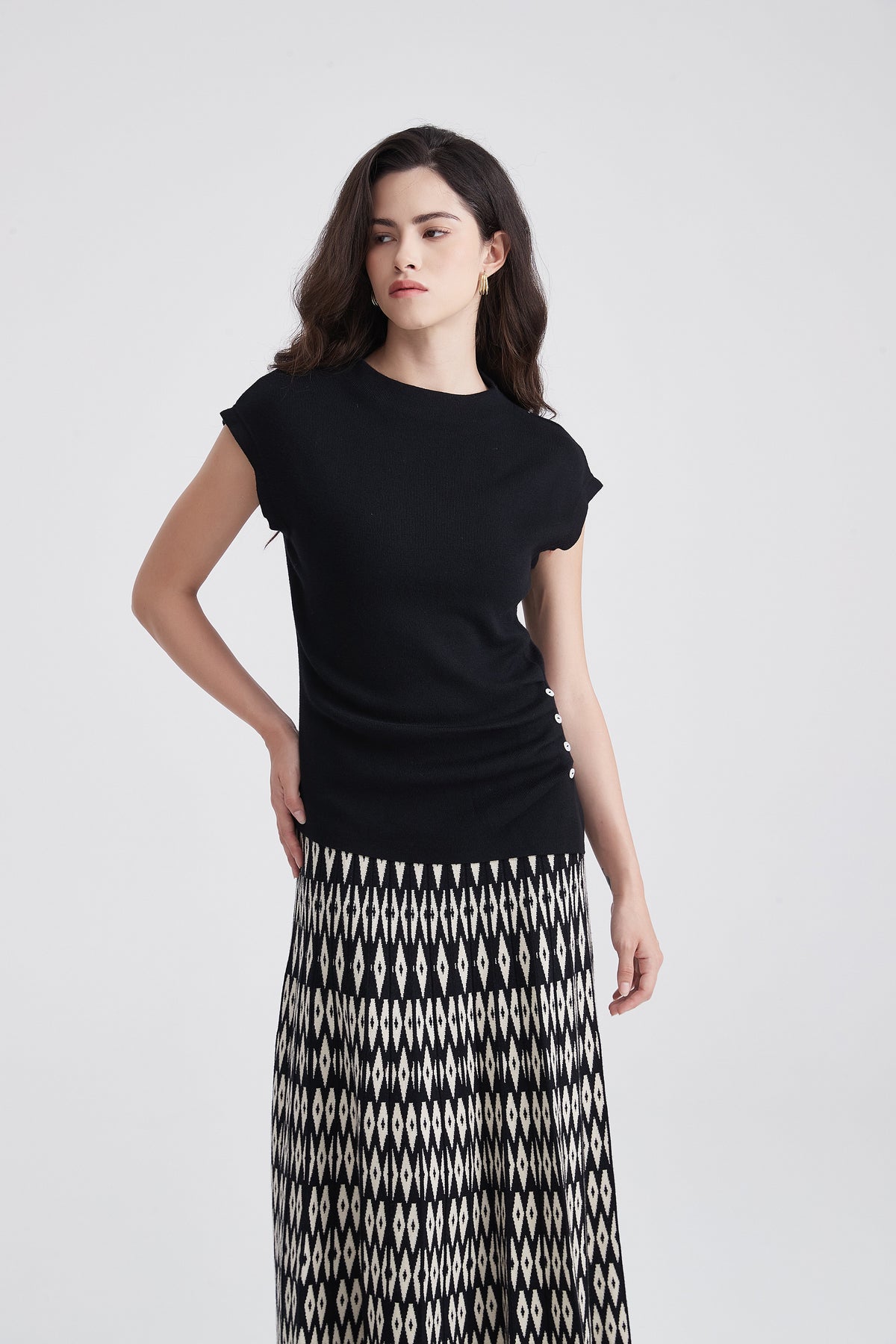 Blouse with Ruffles and Side Buttons
