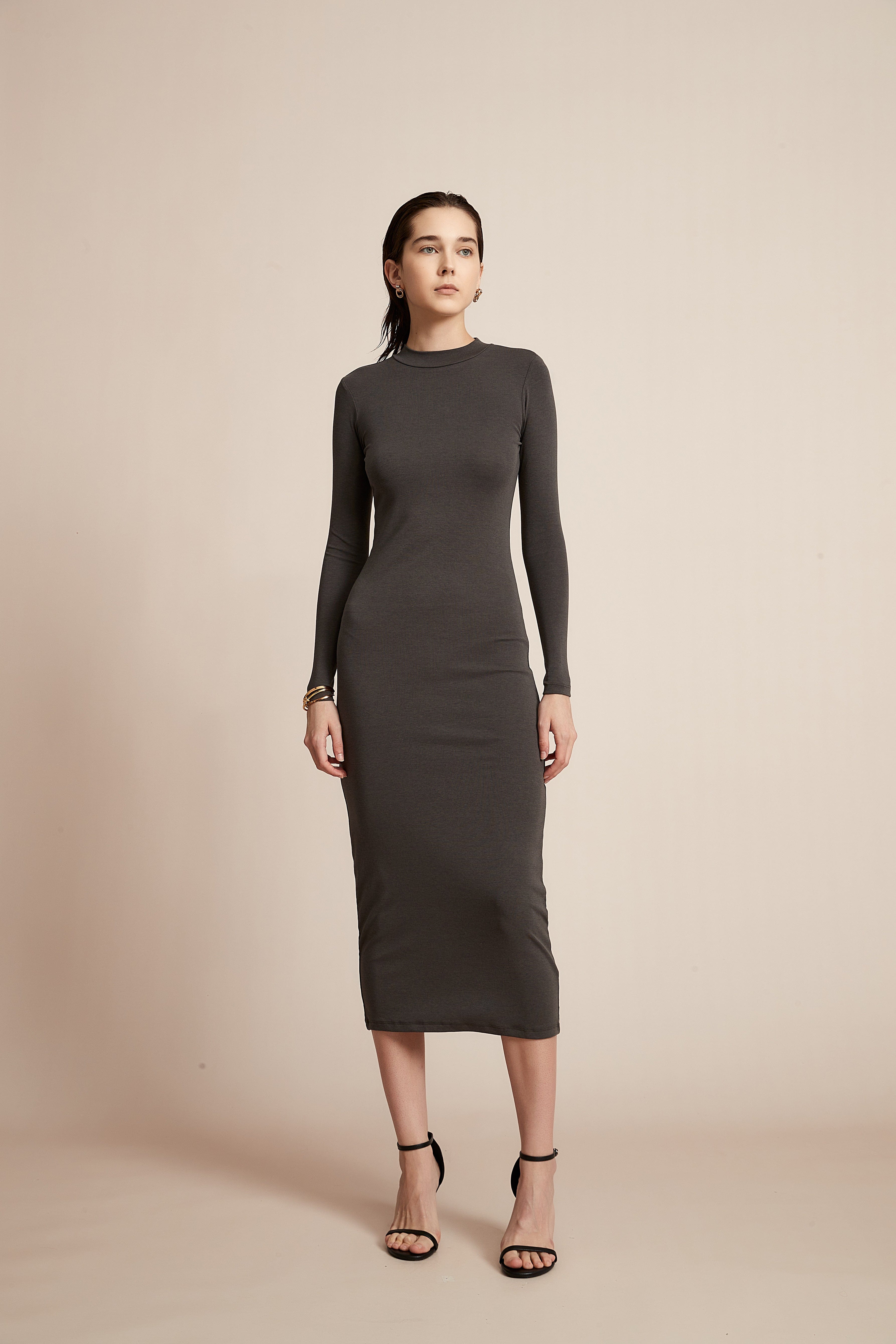 Yola Solid Long Sleeve Dress for Work