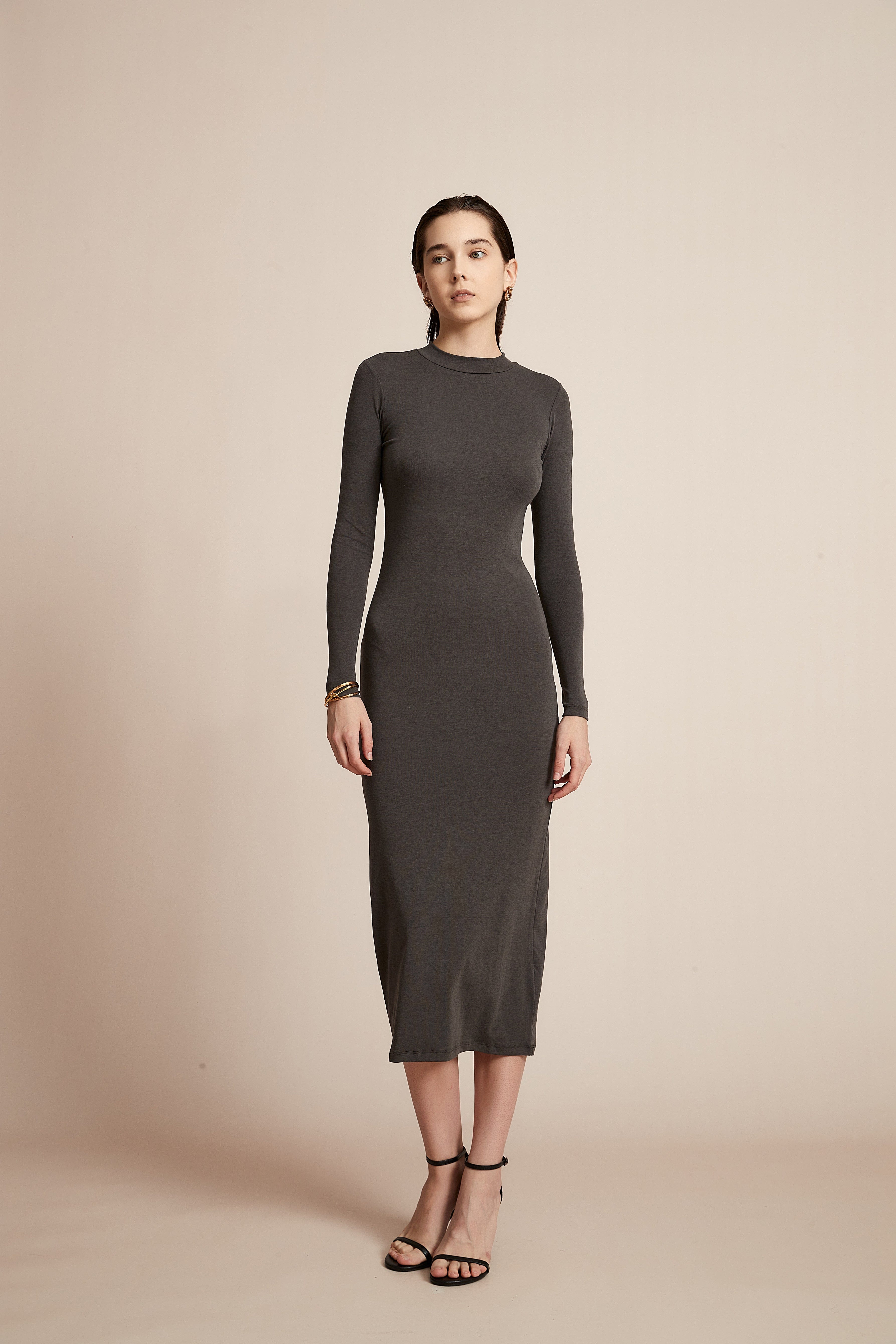 Yola Solid Long Sleeve Dress for Work