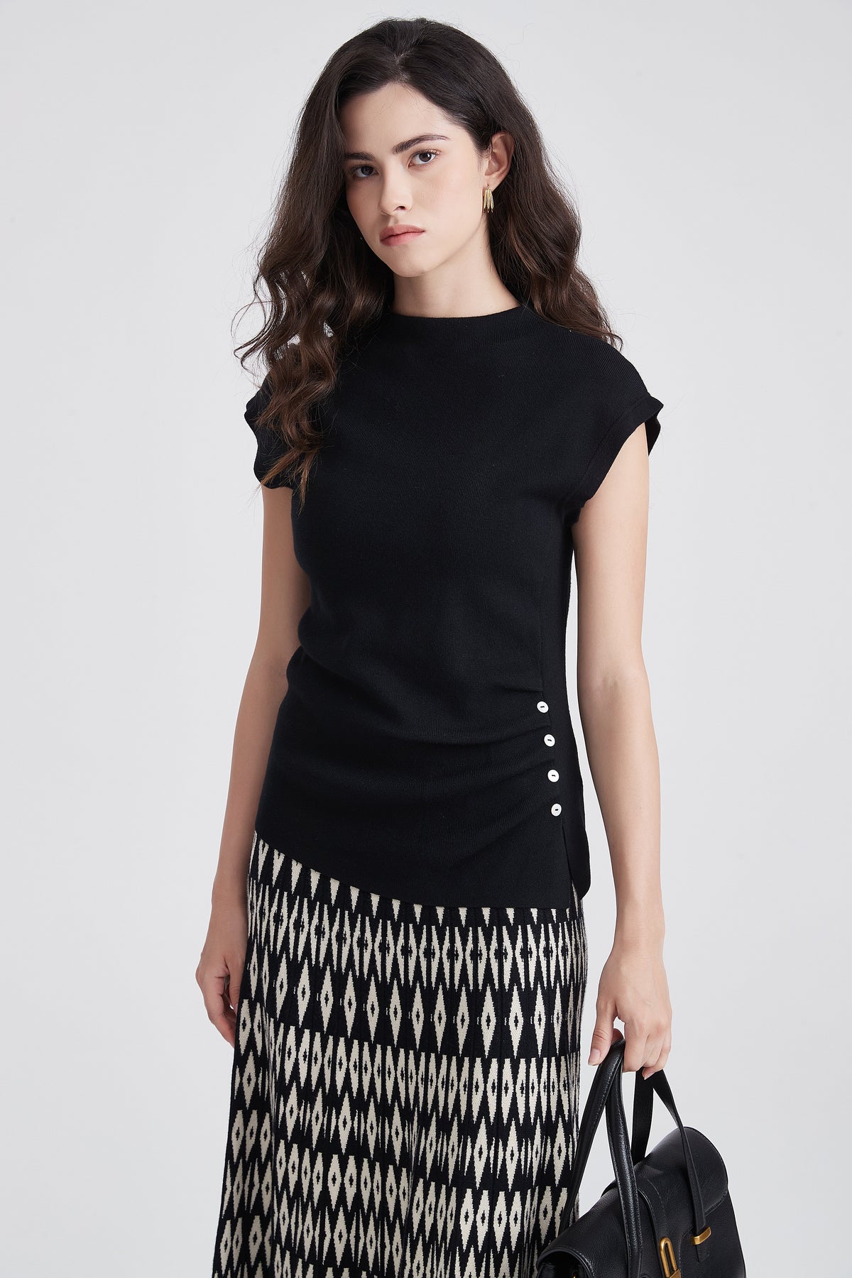Blouse with Ruffles and Side Buttons