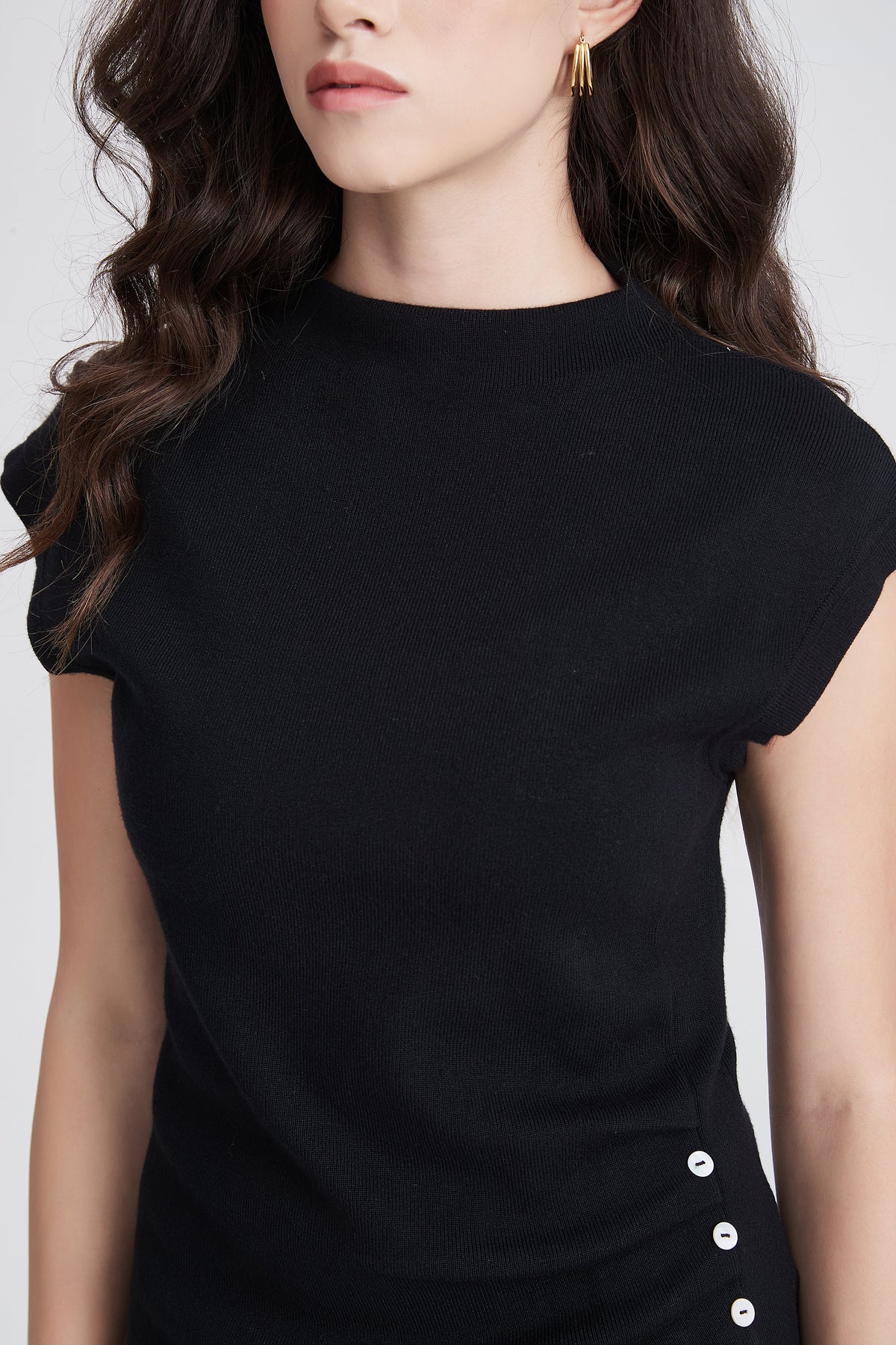 Blouse with Ruffles and Side Buttons