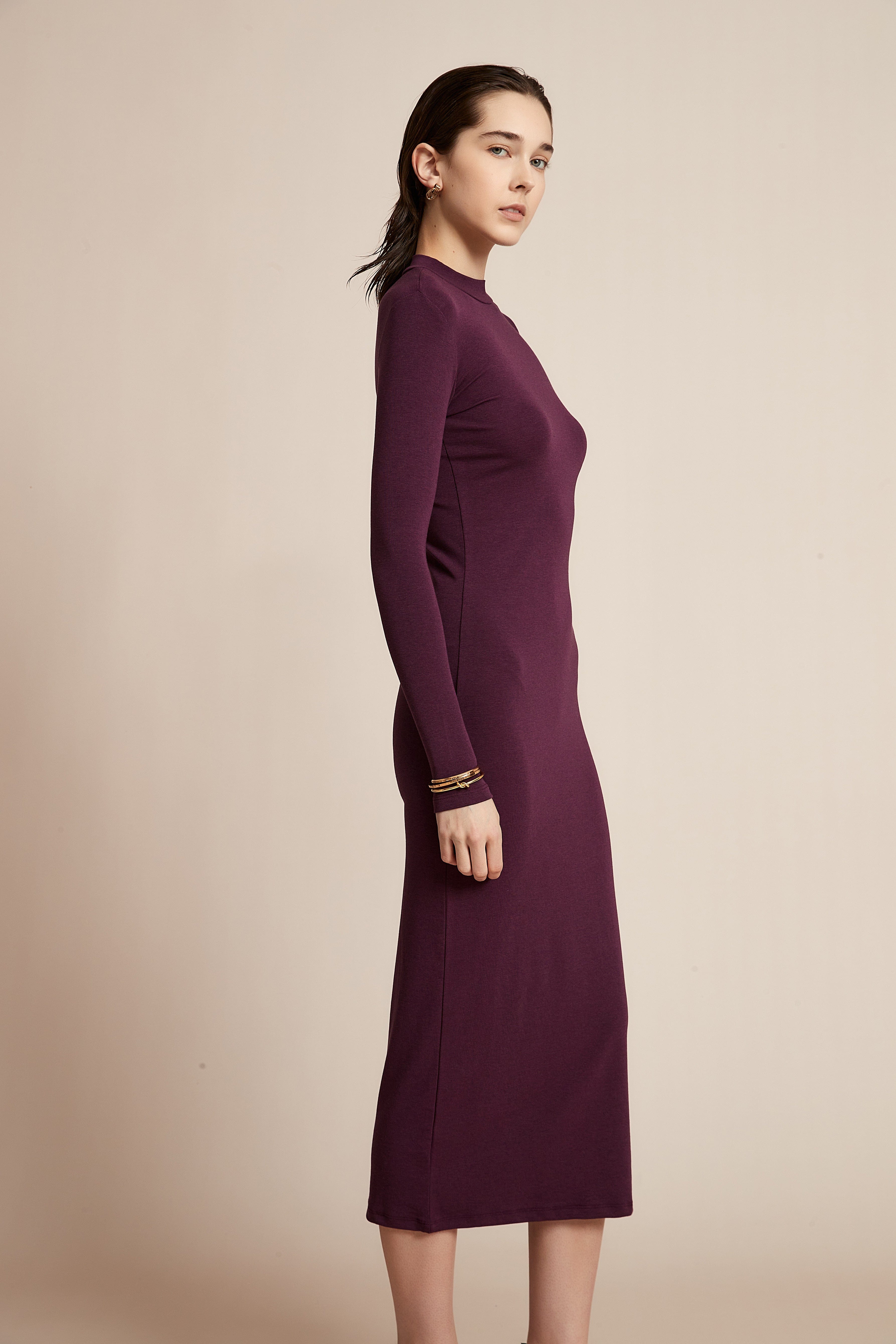 Yola Solid Long Sleeve Dress for Work