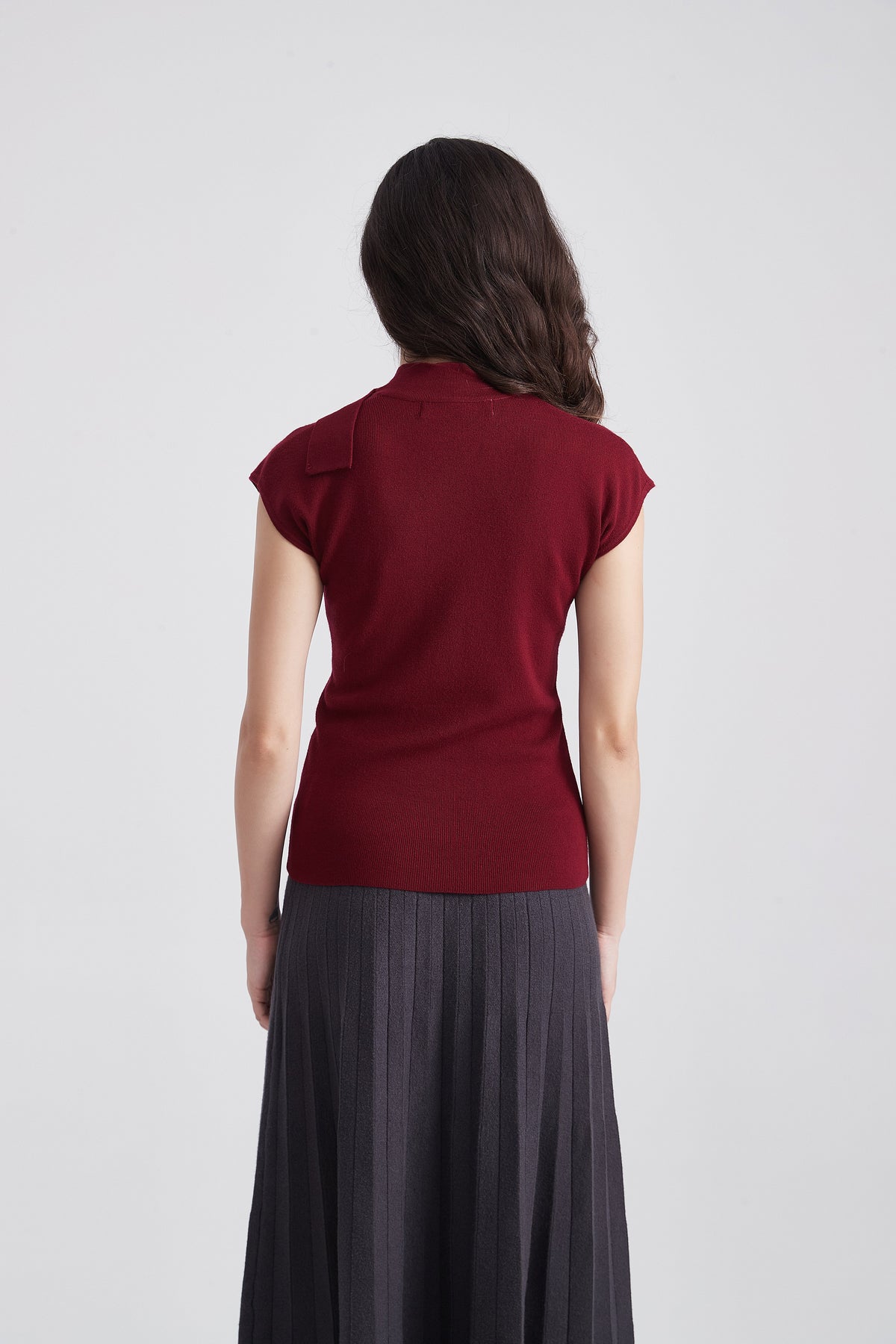 Short-Sleeve Blouse with Side Neck Tie
