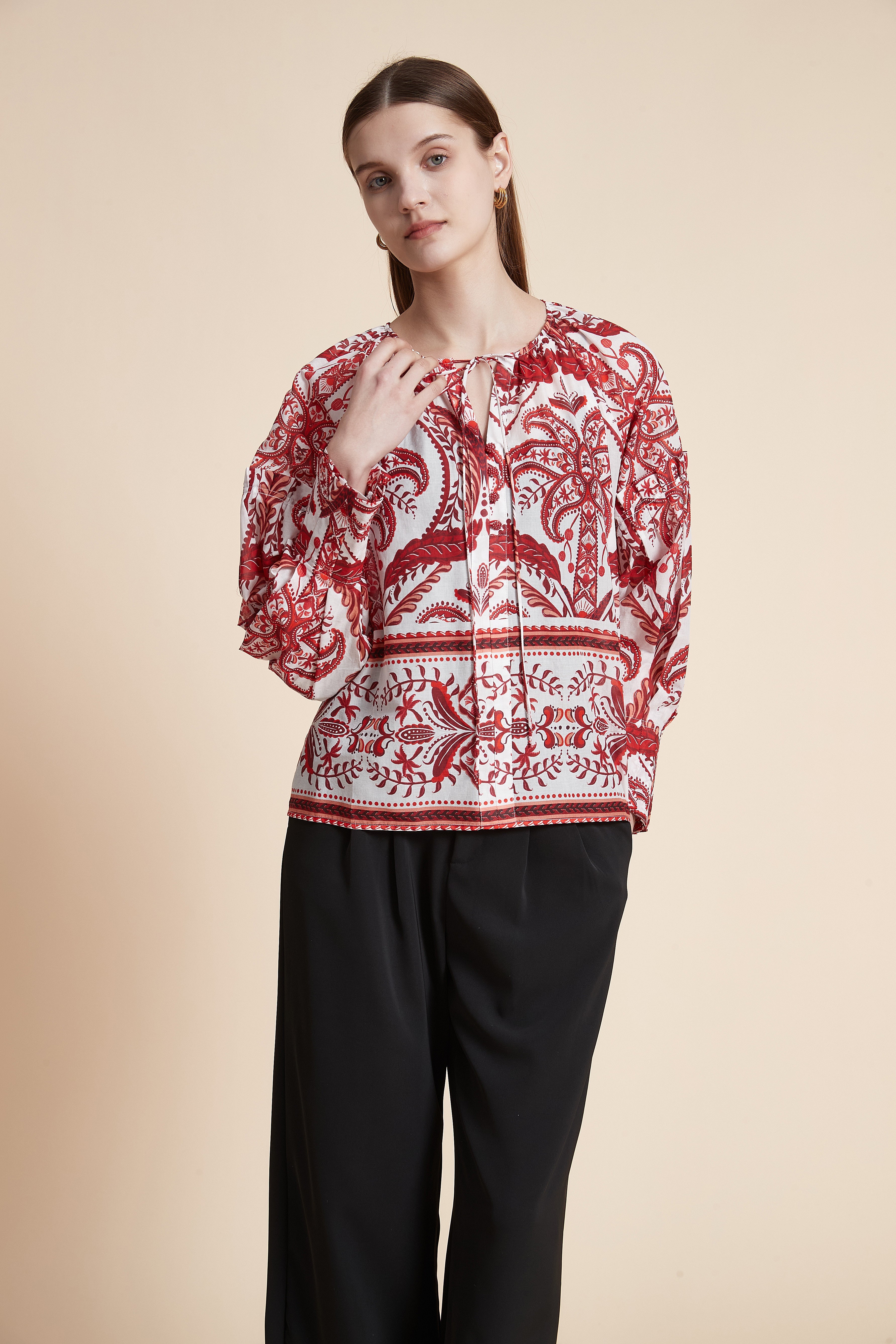 Long Sleeve Printed Blouse