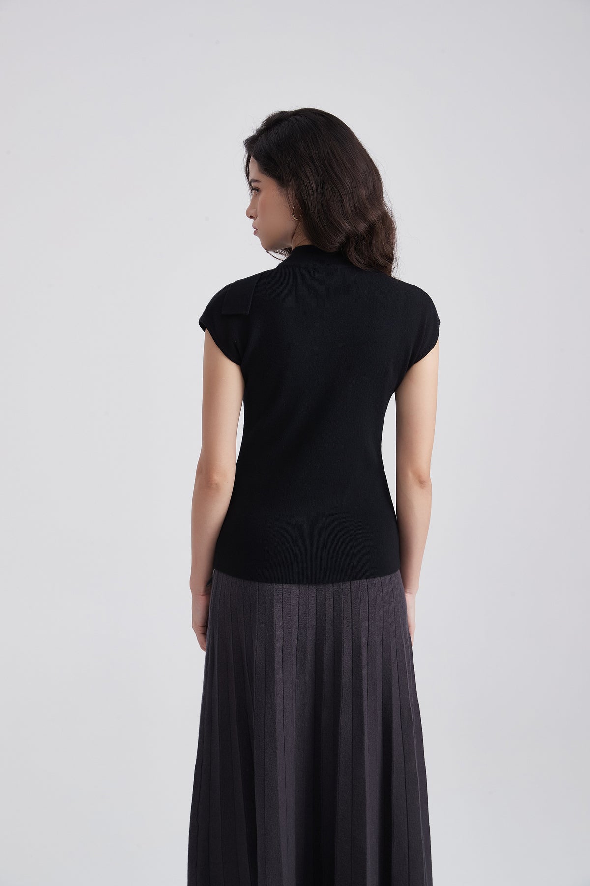 Short-Sleeve Blouse with Side Neck Tie