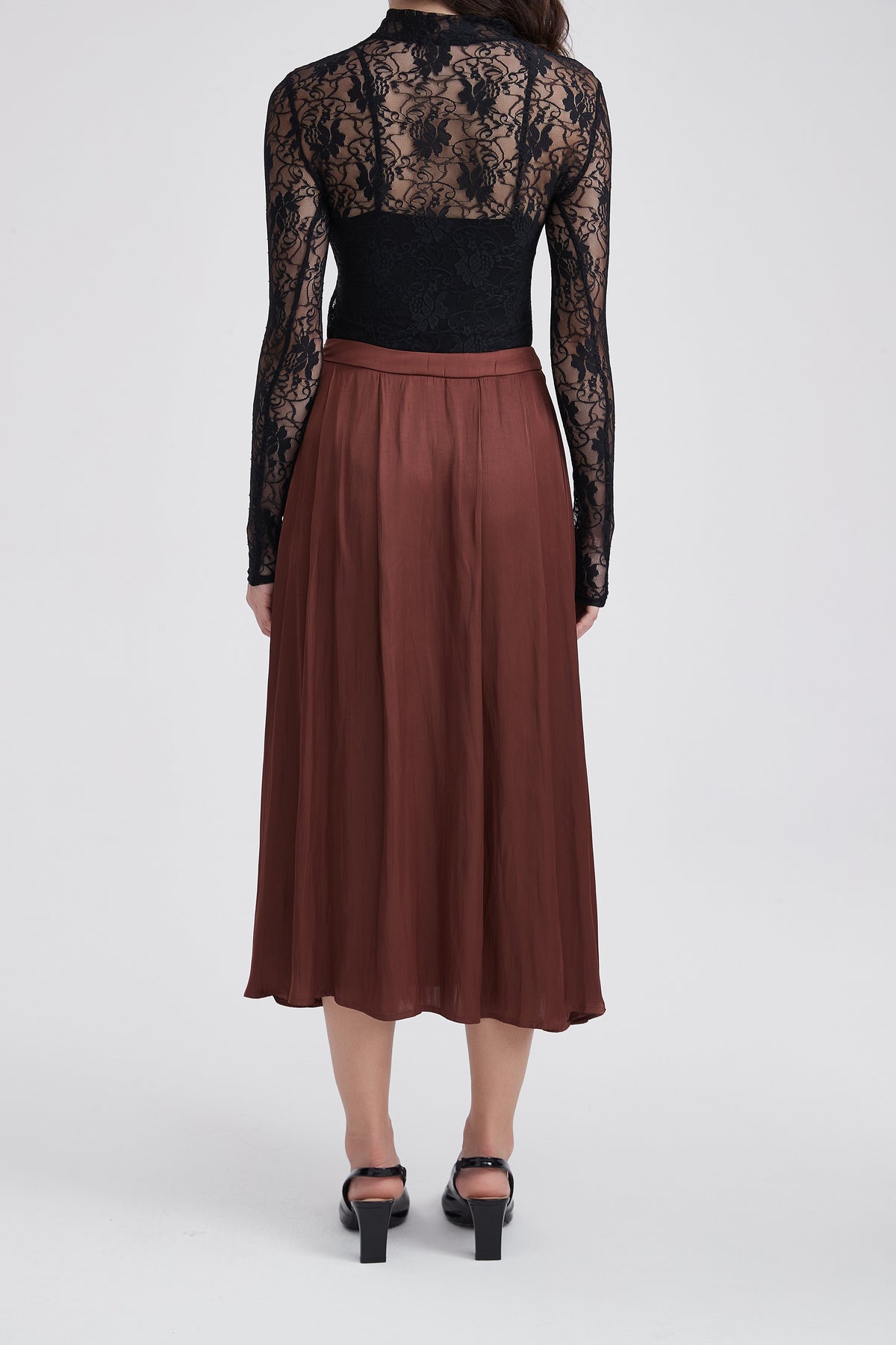 Midi Skirt with Soft Satin-Look Pleats