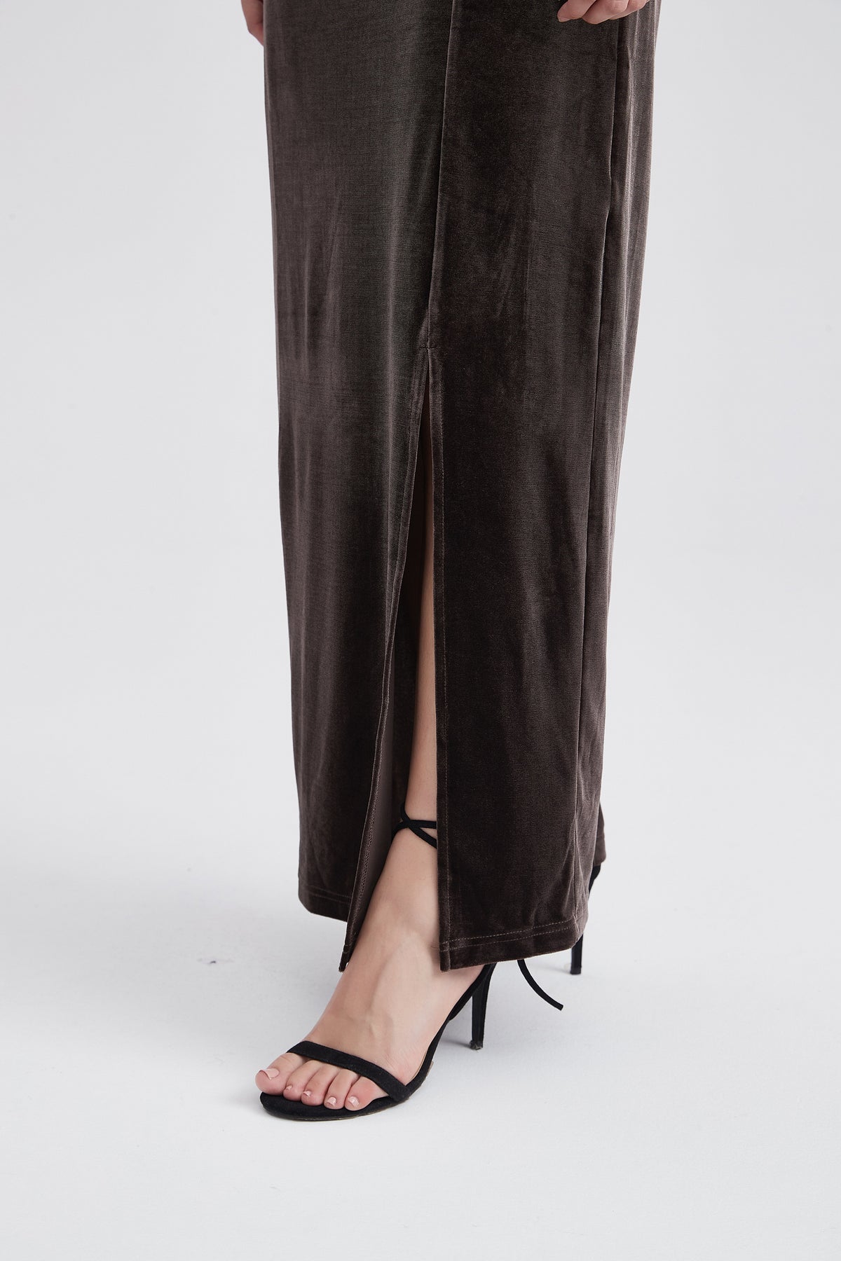 Sleeveless Draped Maxi Dress with Side Slit