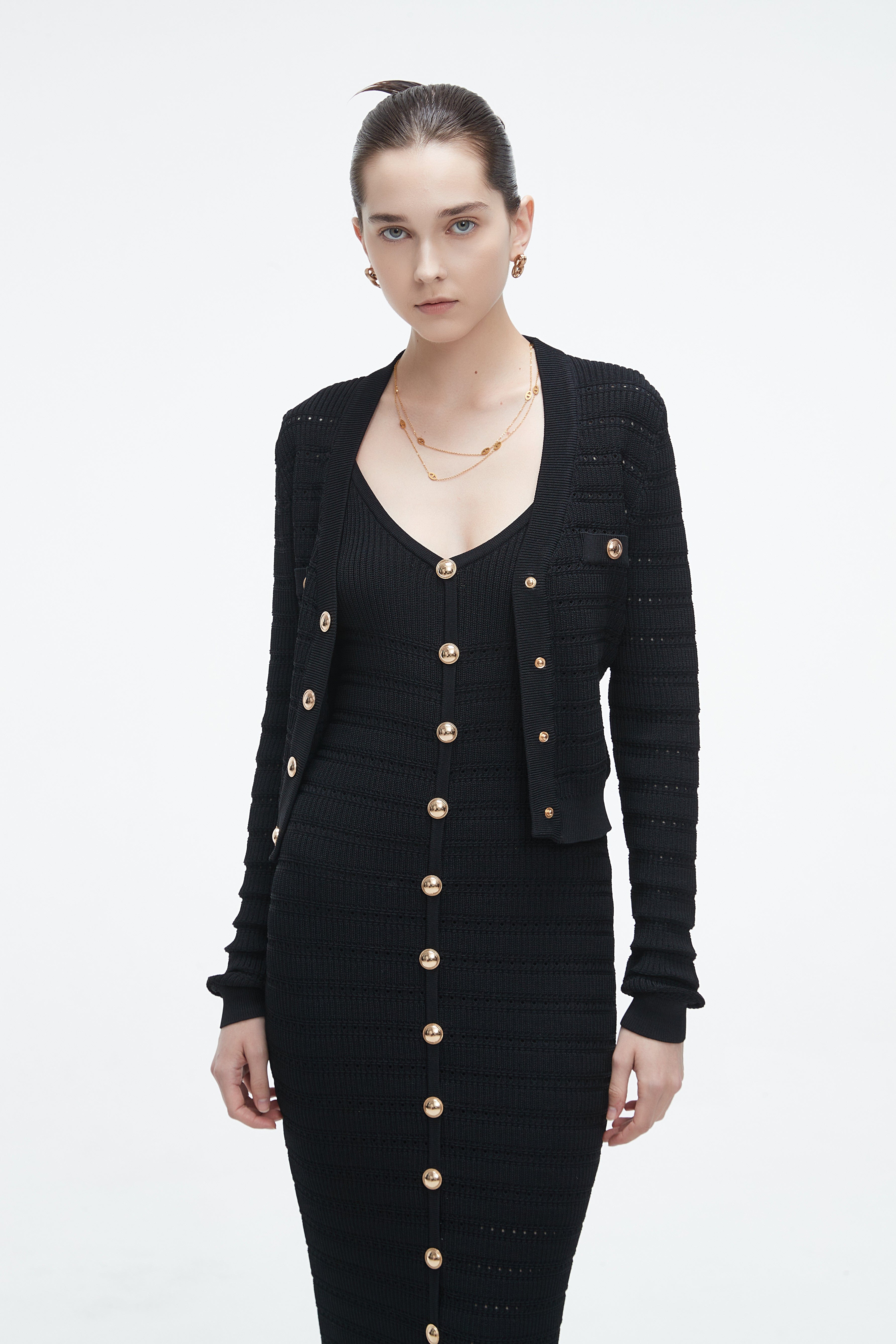 Long-Sleeve Knitted Sweater With Lace Details