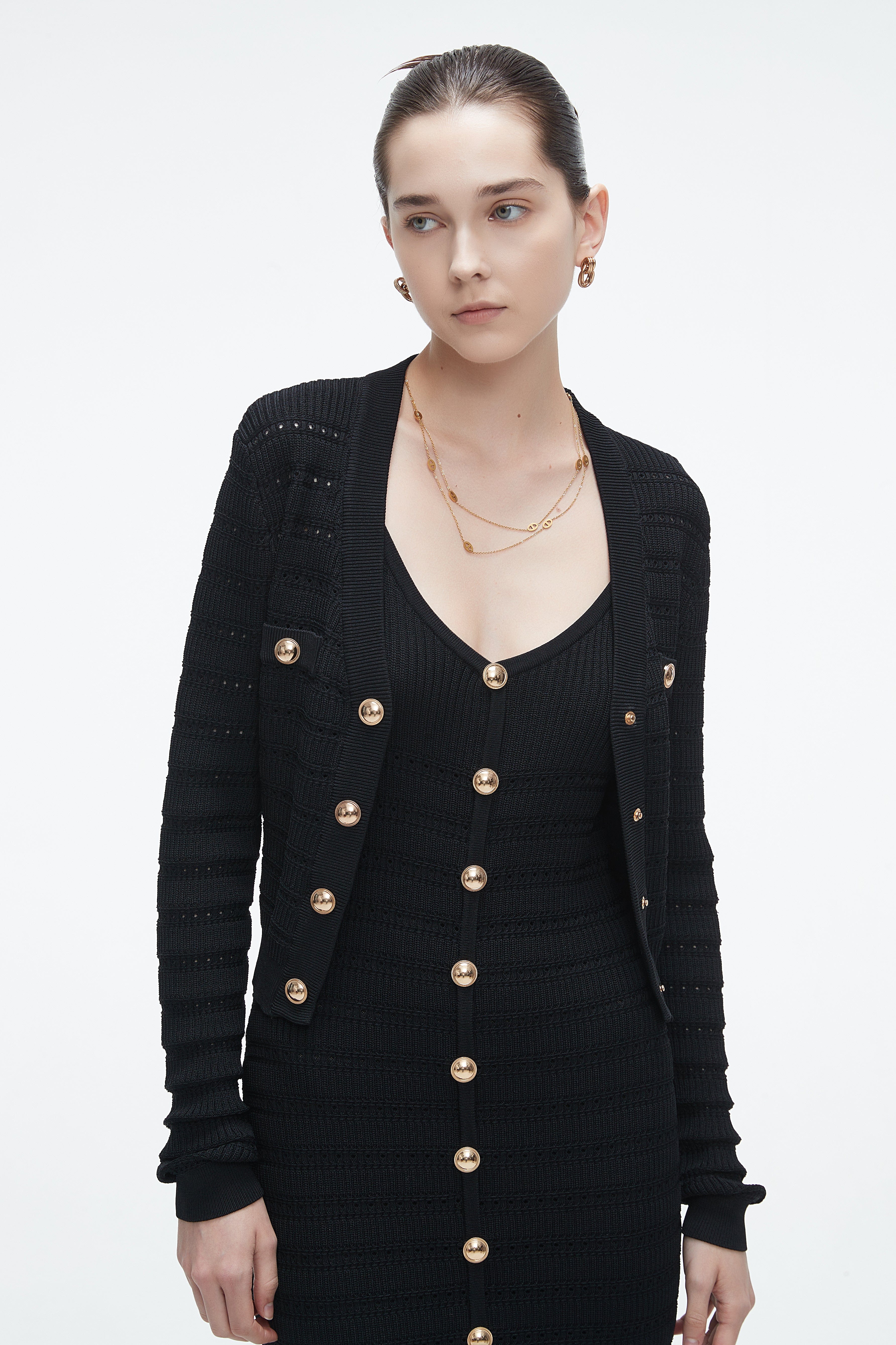 Long-Sleeve Knitted Sweater With Lace Details