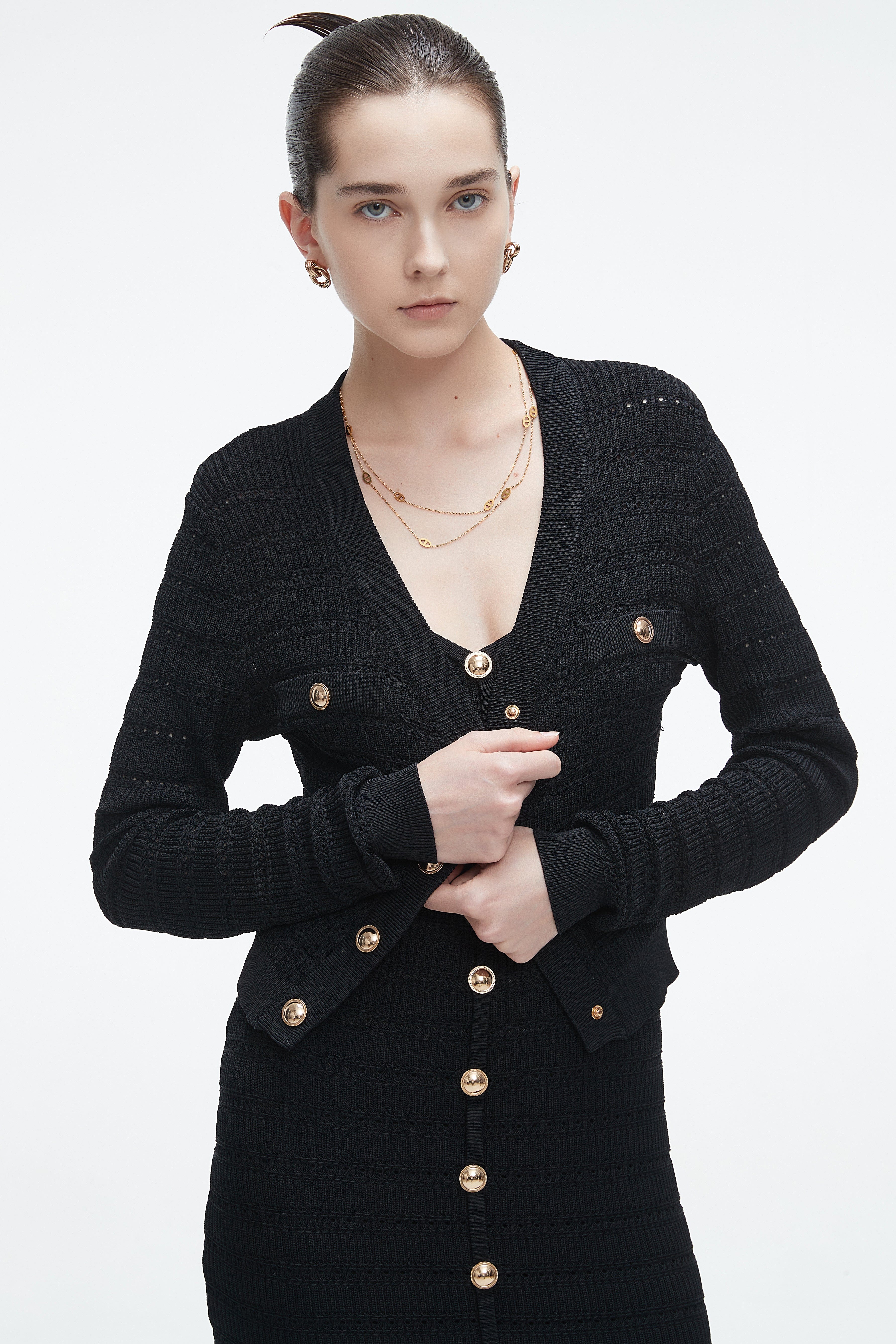 Long-Sleeve Knitted Sweater With Lace Details