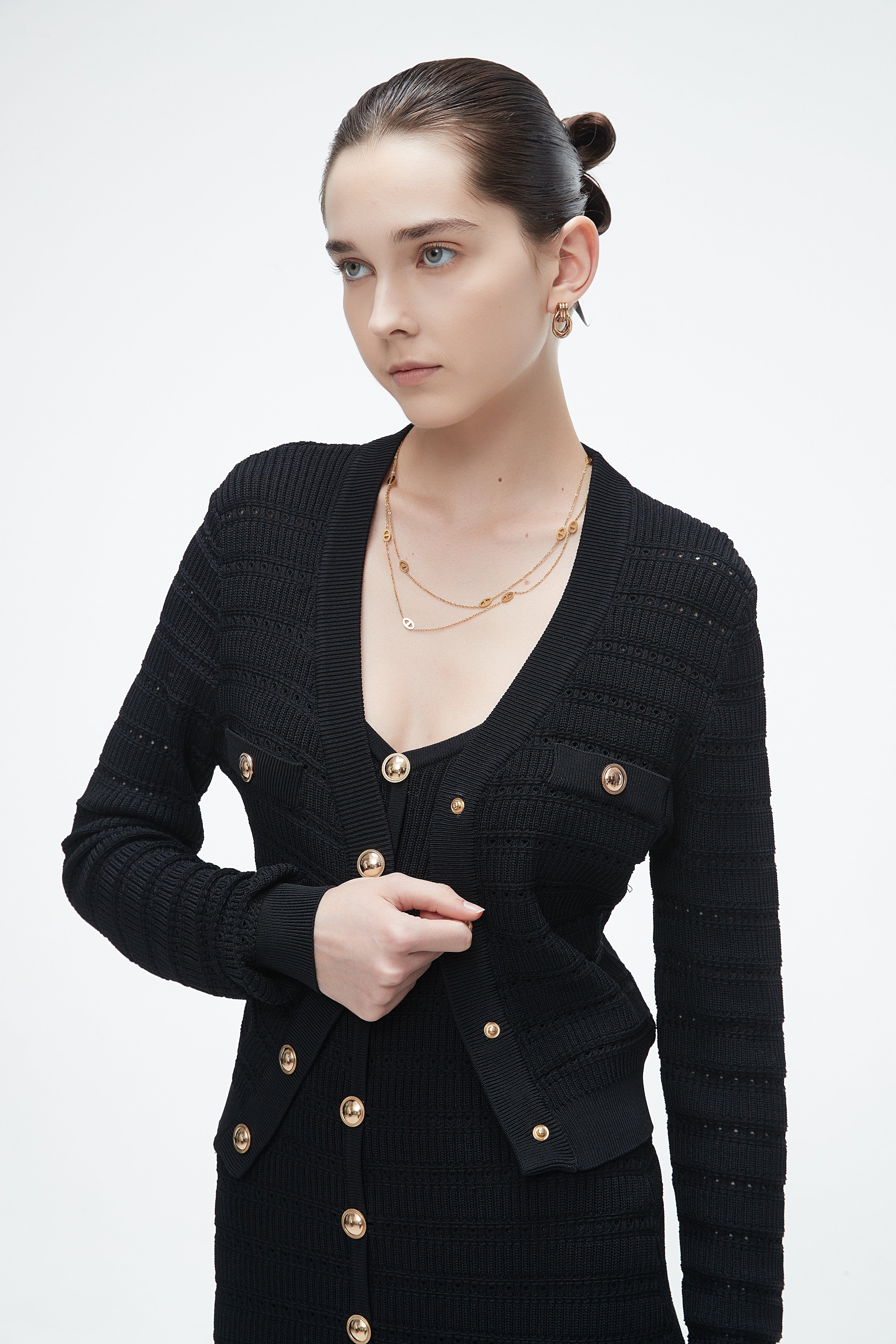 Long-Sleeve Knitted Sweater With Lace Details