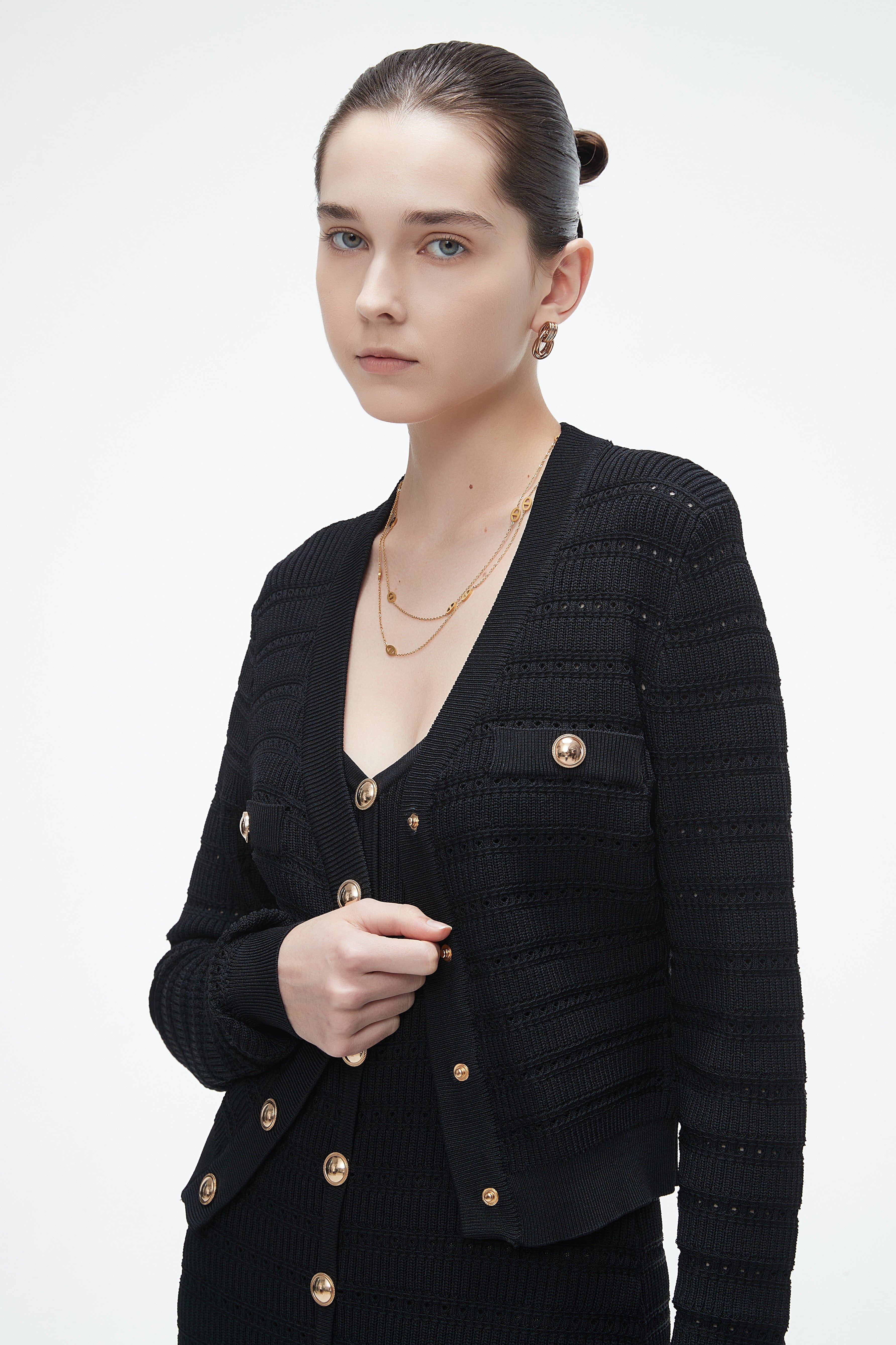 Long-Sleeve Knitted Sweater With Lace Details