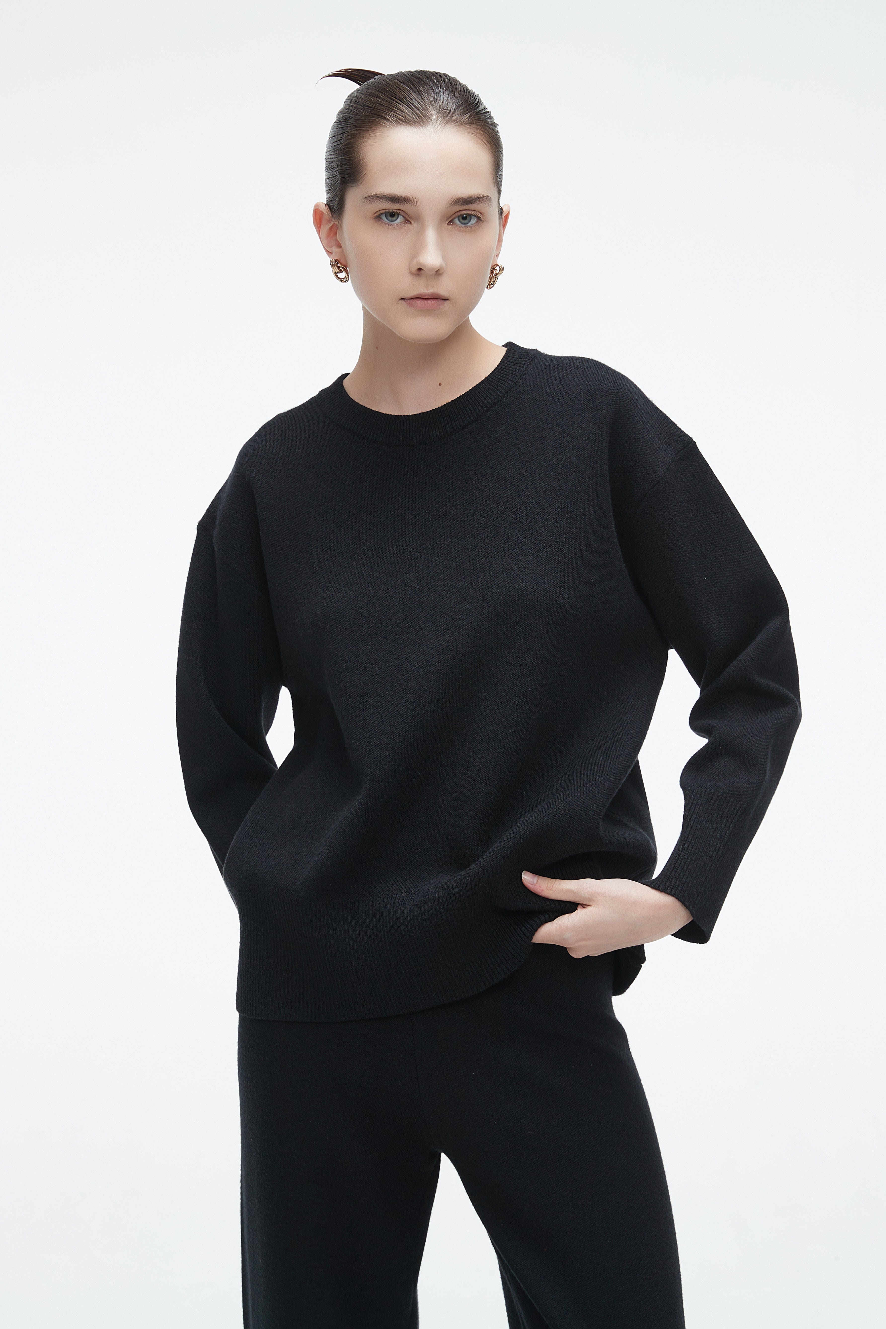 Long-Sleeve Solid Winter Blouse
