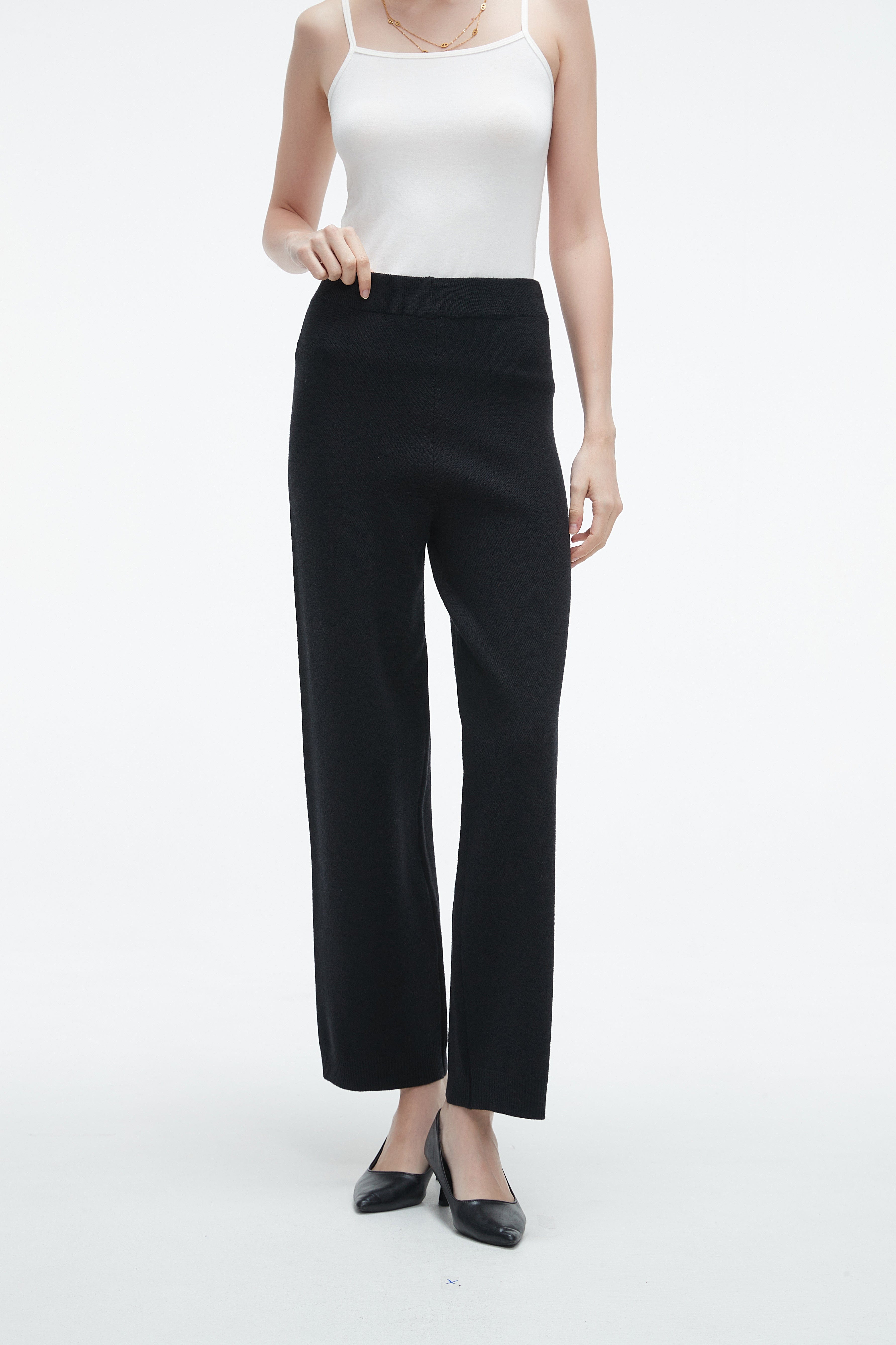 Plain Office Trousers With Wide Legs