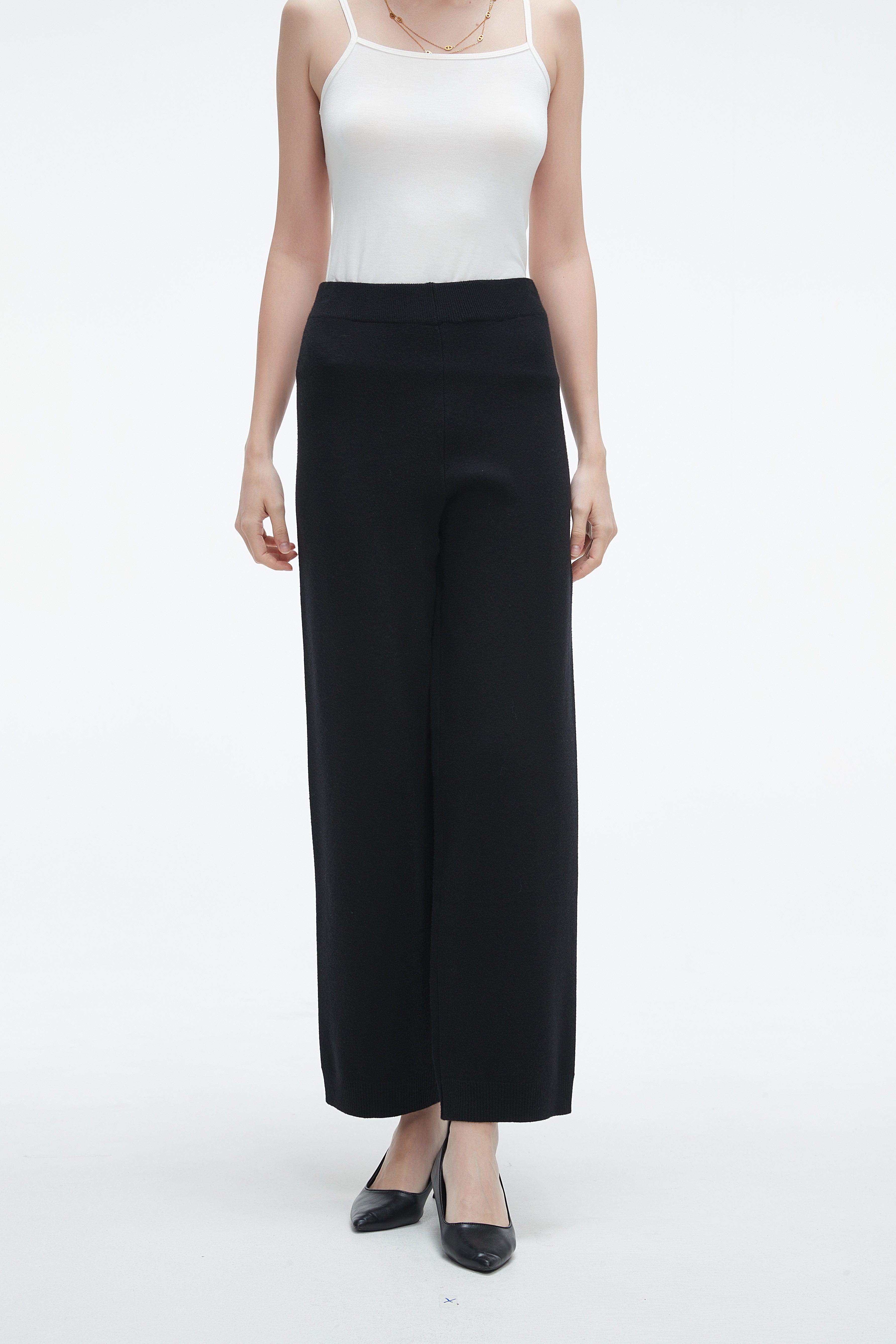 Plain Office Trousers With Wide Legs