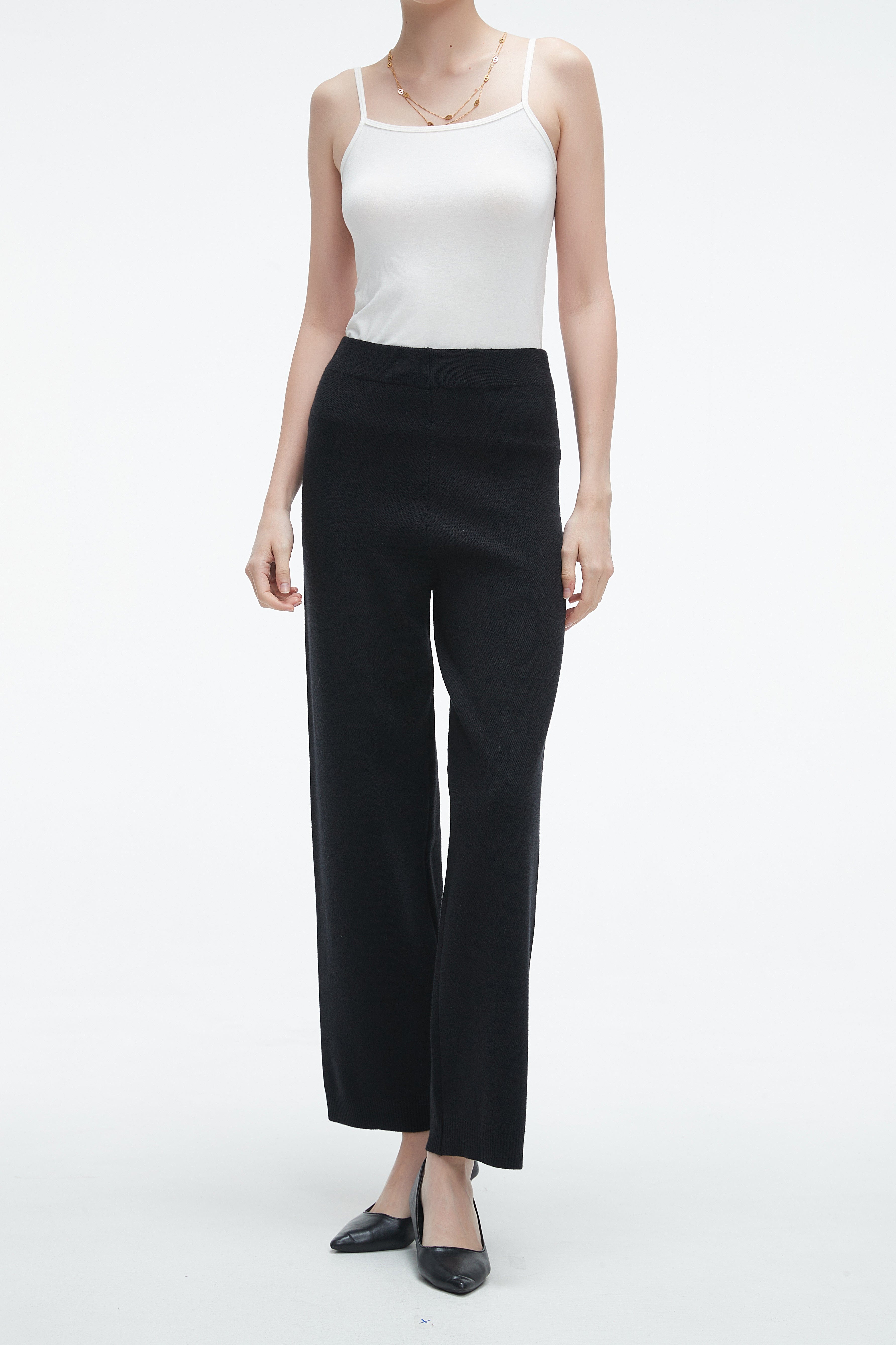 Plain Office Trousers With Wide Legs