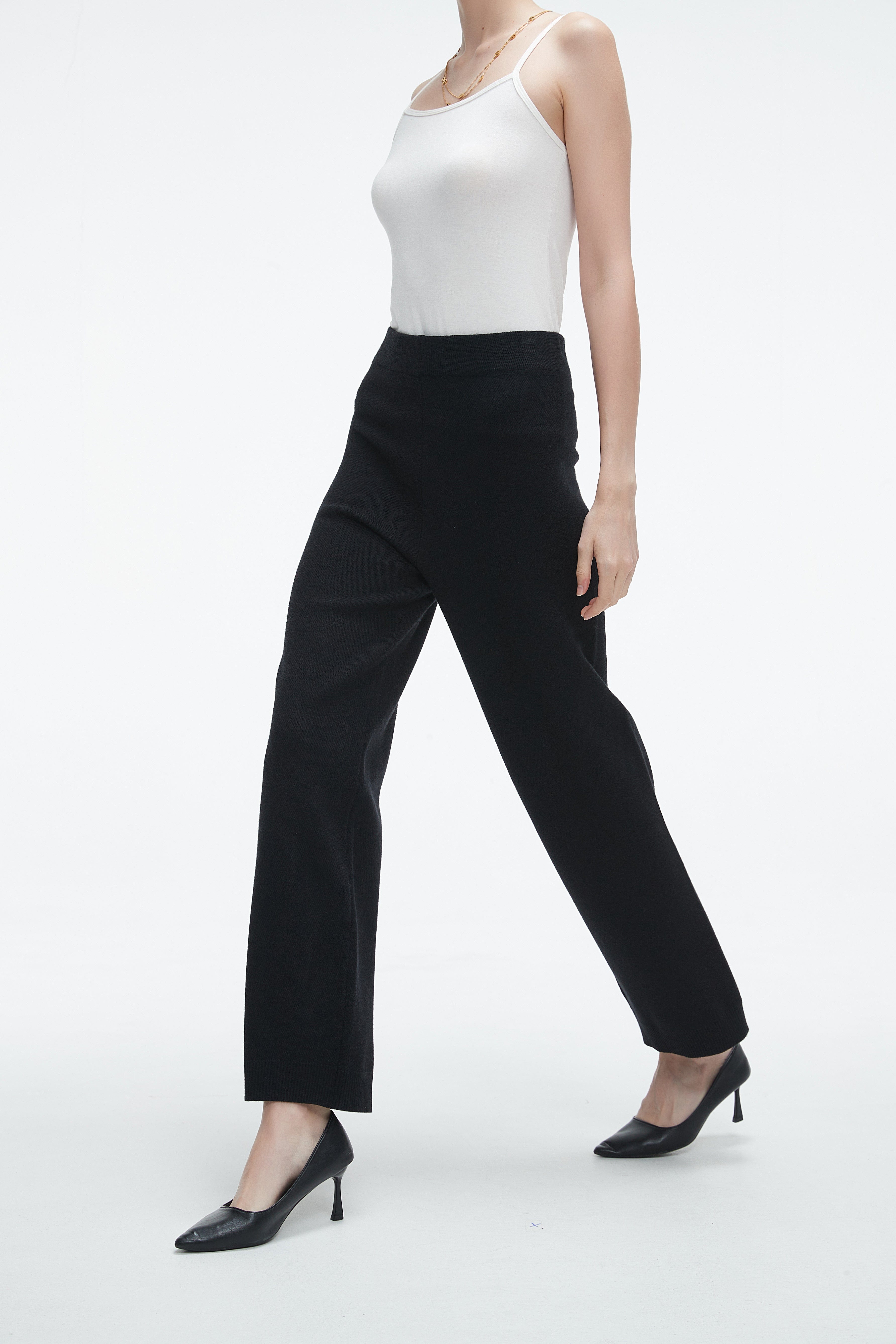 Plain Office Trousers With Wide Legs