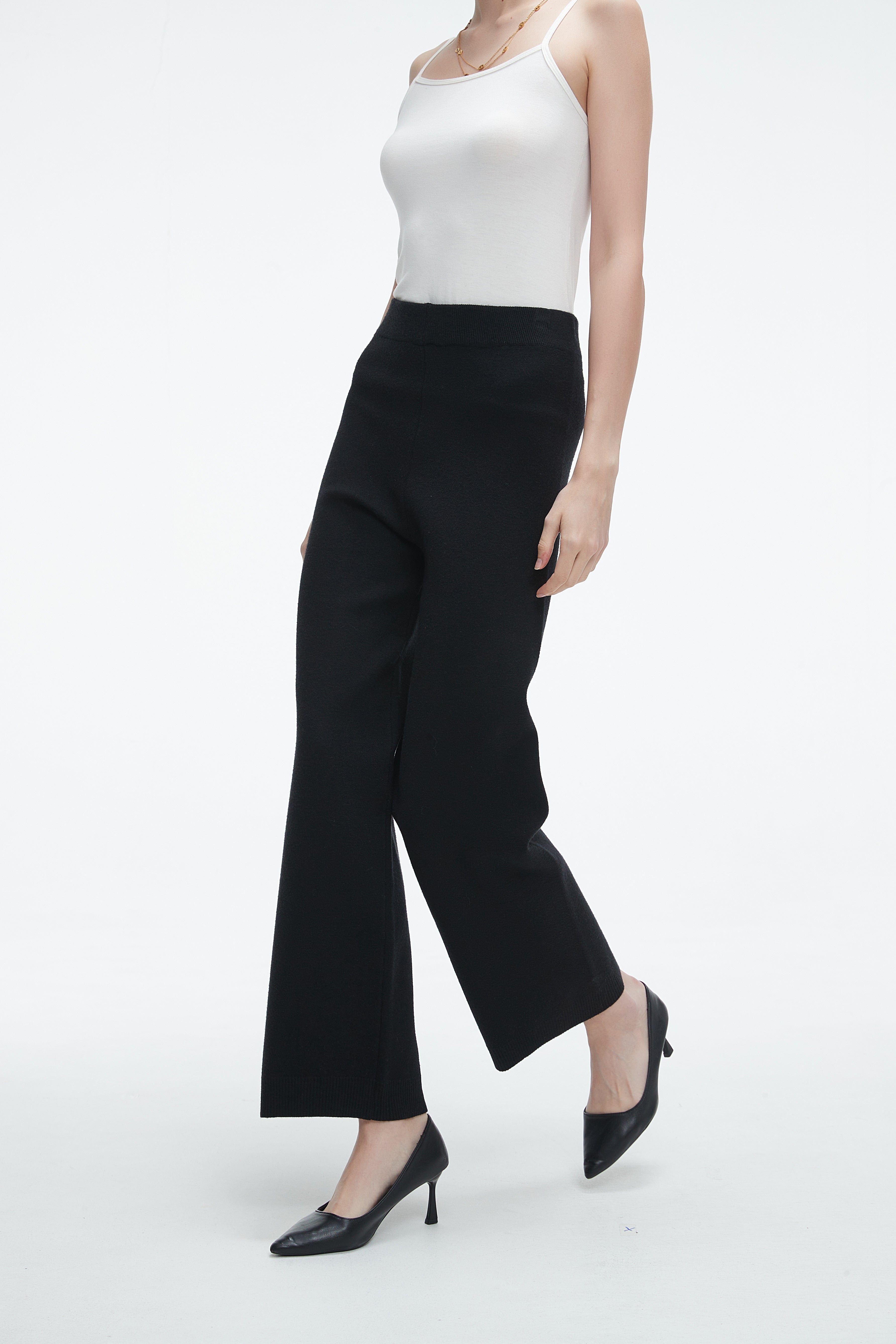 Plain Office Trousers With Wide Legs