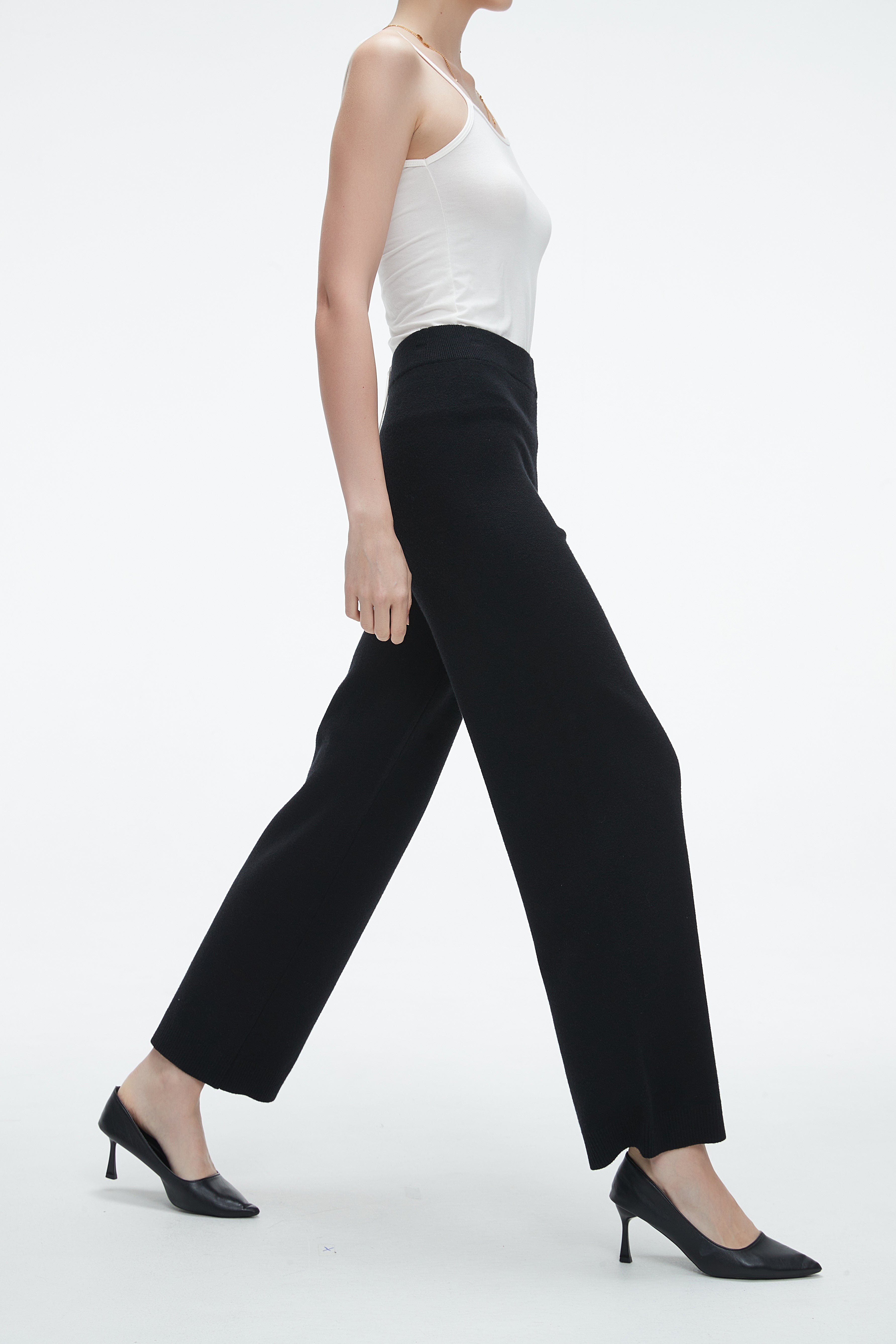 Plain Office Trousers With Wide Legs