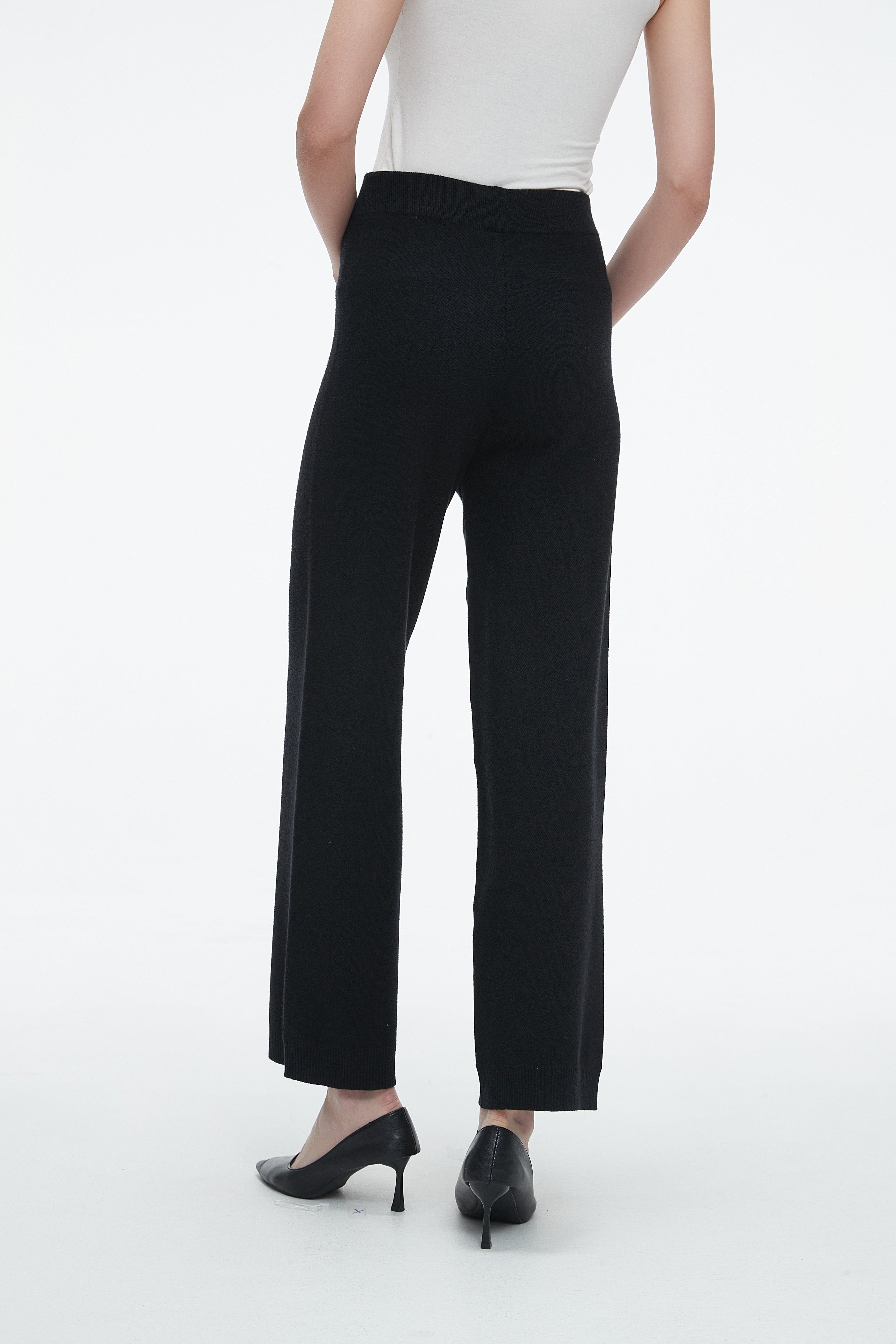 Plain Office Trousers With Wide Legs