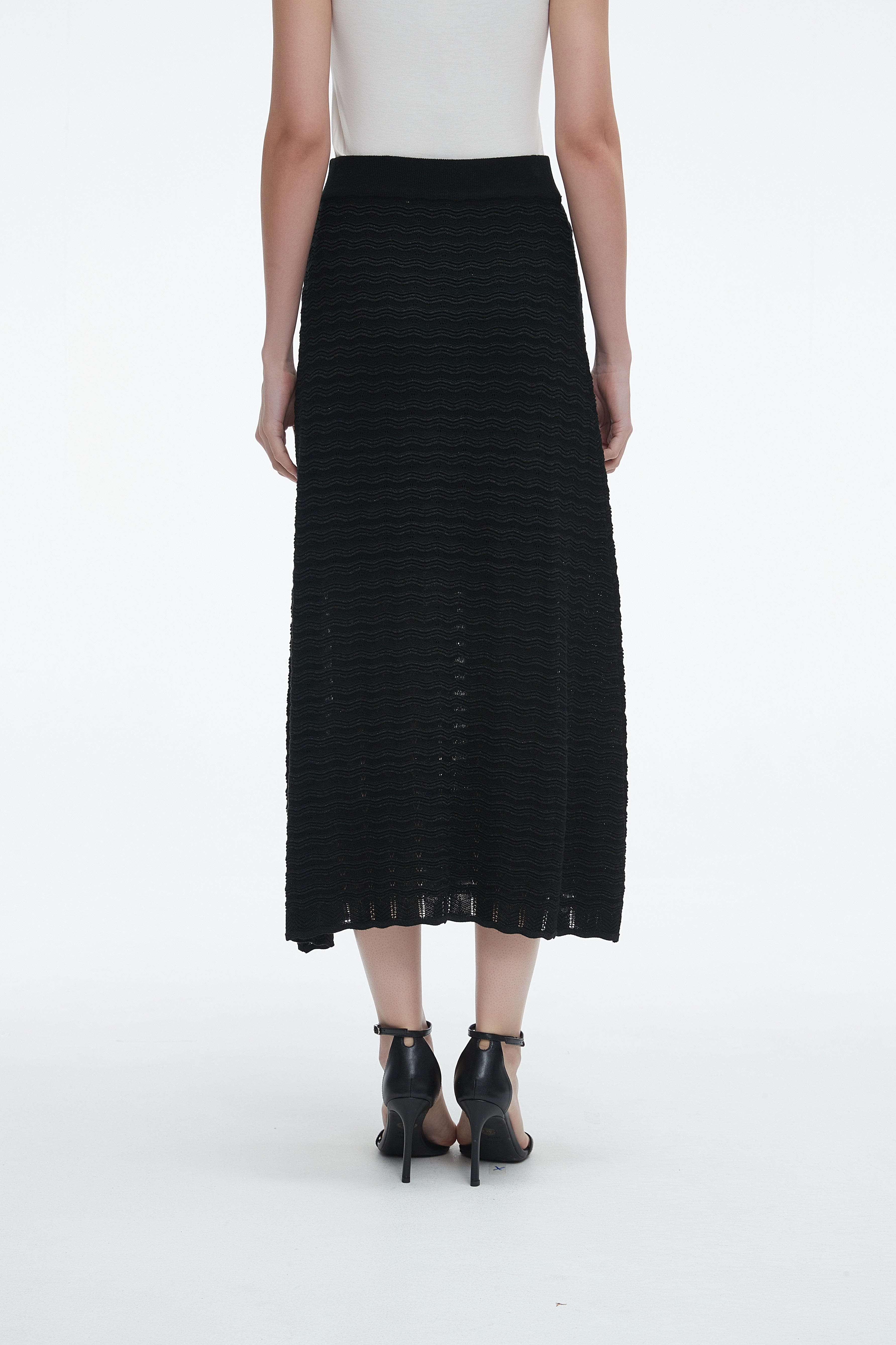 High-Waisted Ribbed Midi Skirt