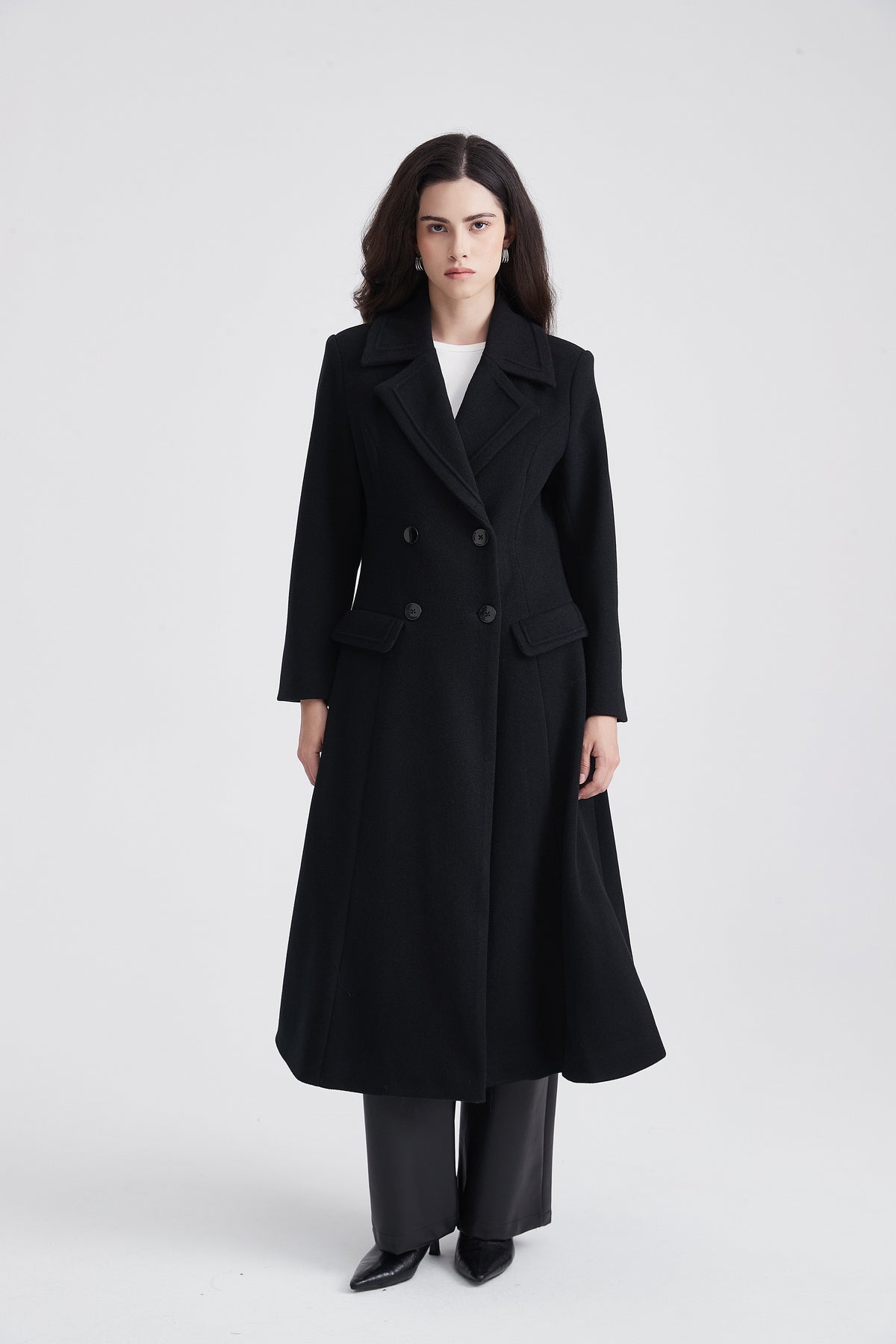 Long Double-Breasted Oversized Trench Coat