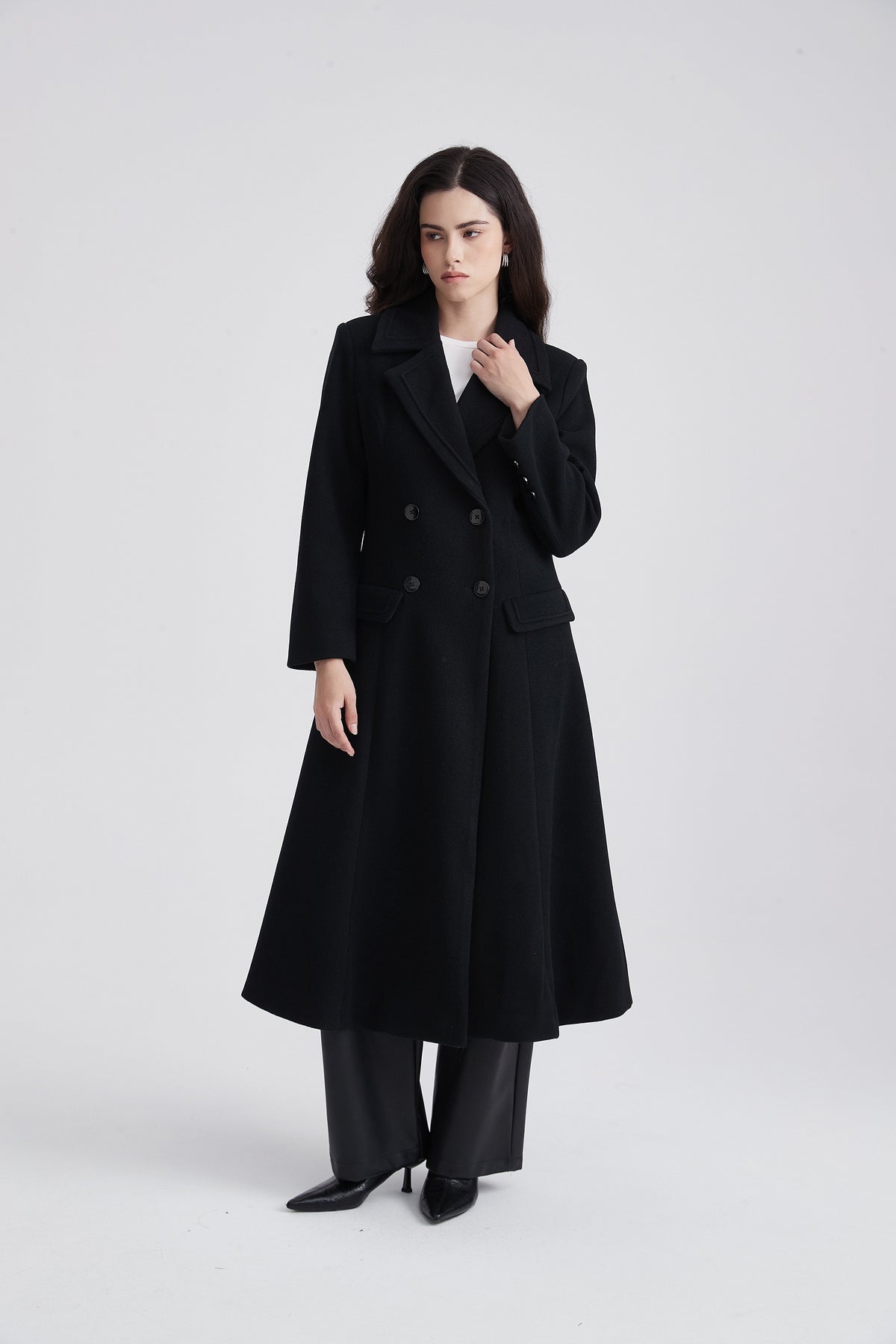 Long Double-Breasted Oversized Trench Coat