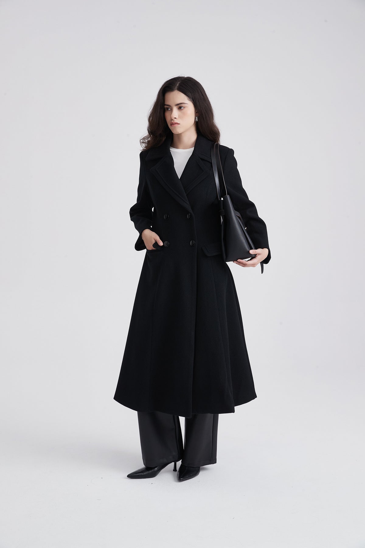 Long Double-Breasted Oversized Trench Coat