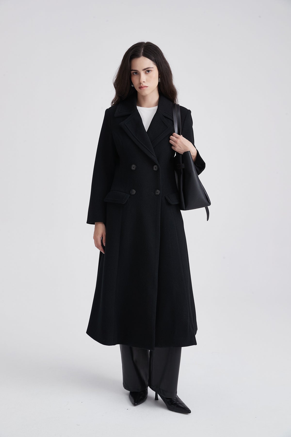 Long Double-Breasted Oversized Trench Coat