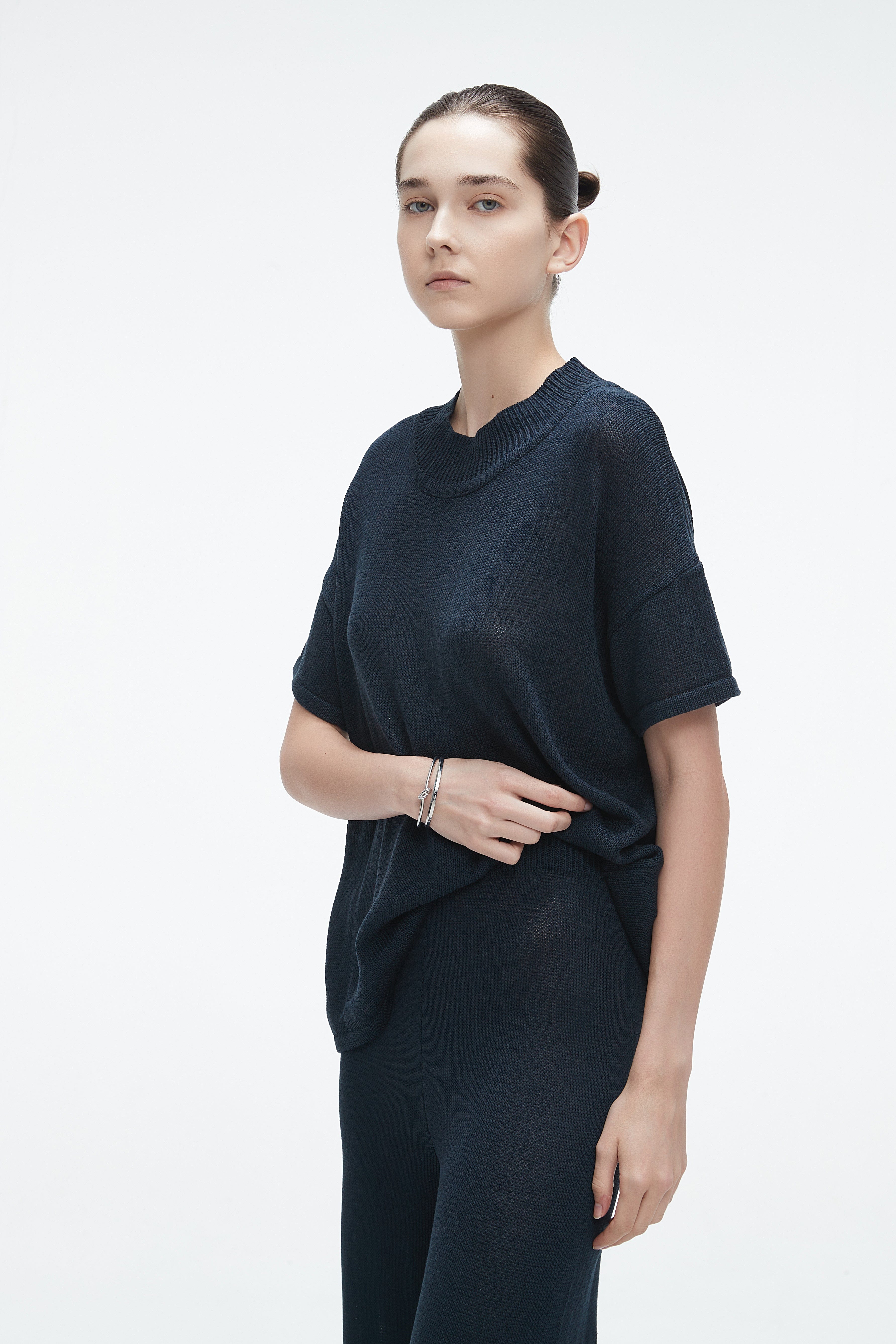Plain Winter Sweater with Half Sleeves
