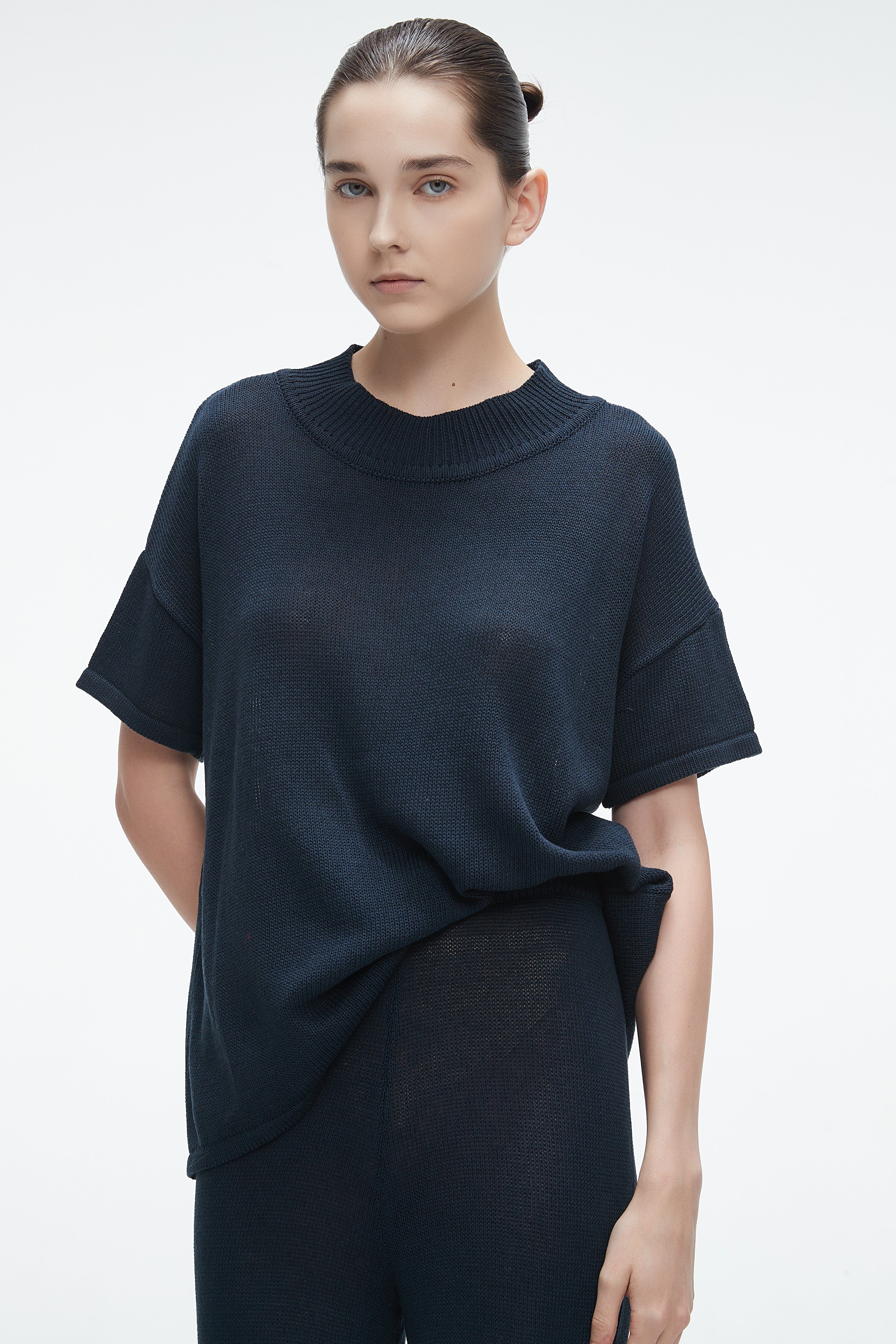 Plain Winter Sweater with Half Sleeves
