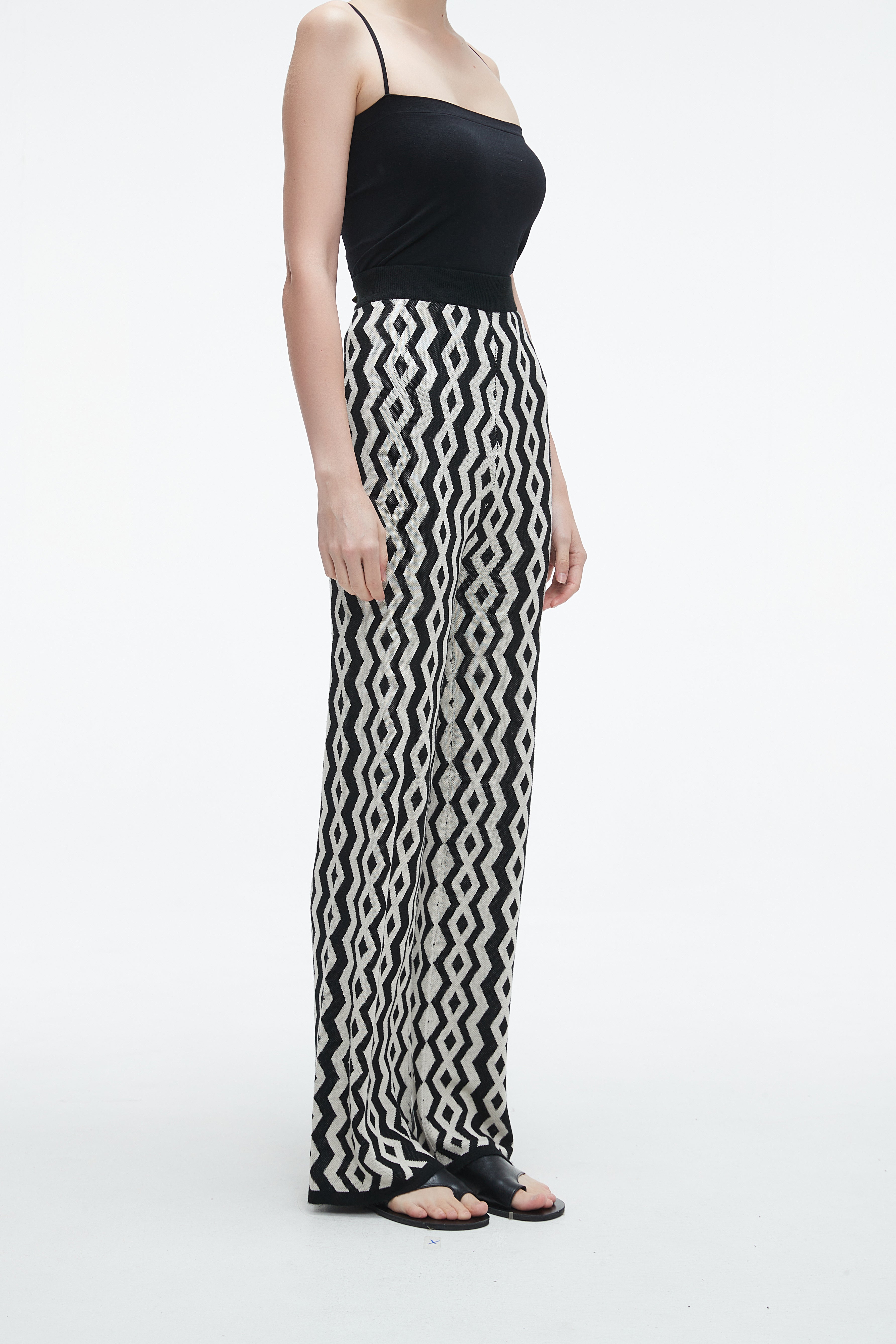Yola Long Wide-Leg Printed Trousers