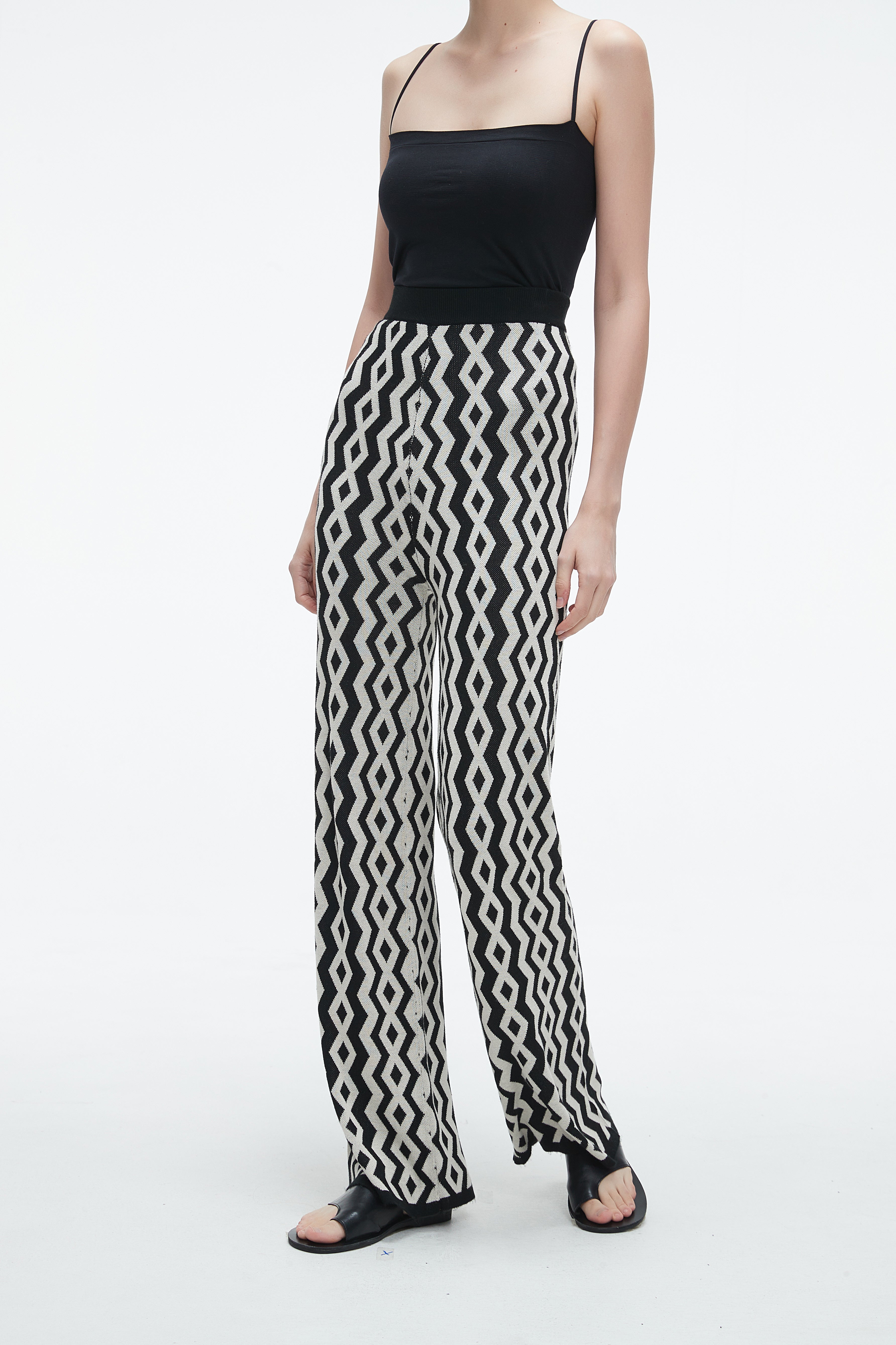 Yola Long Wide-Leg Printed Trousers