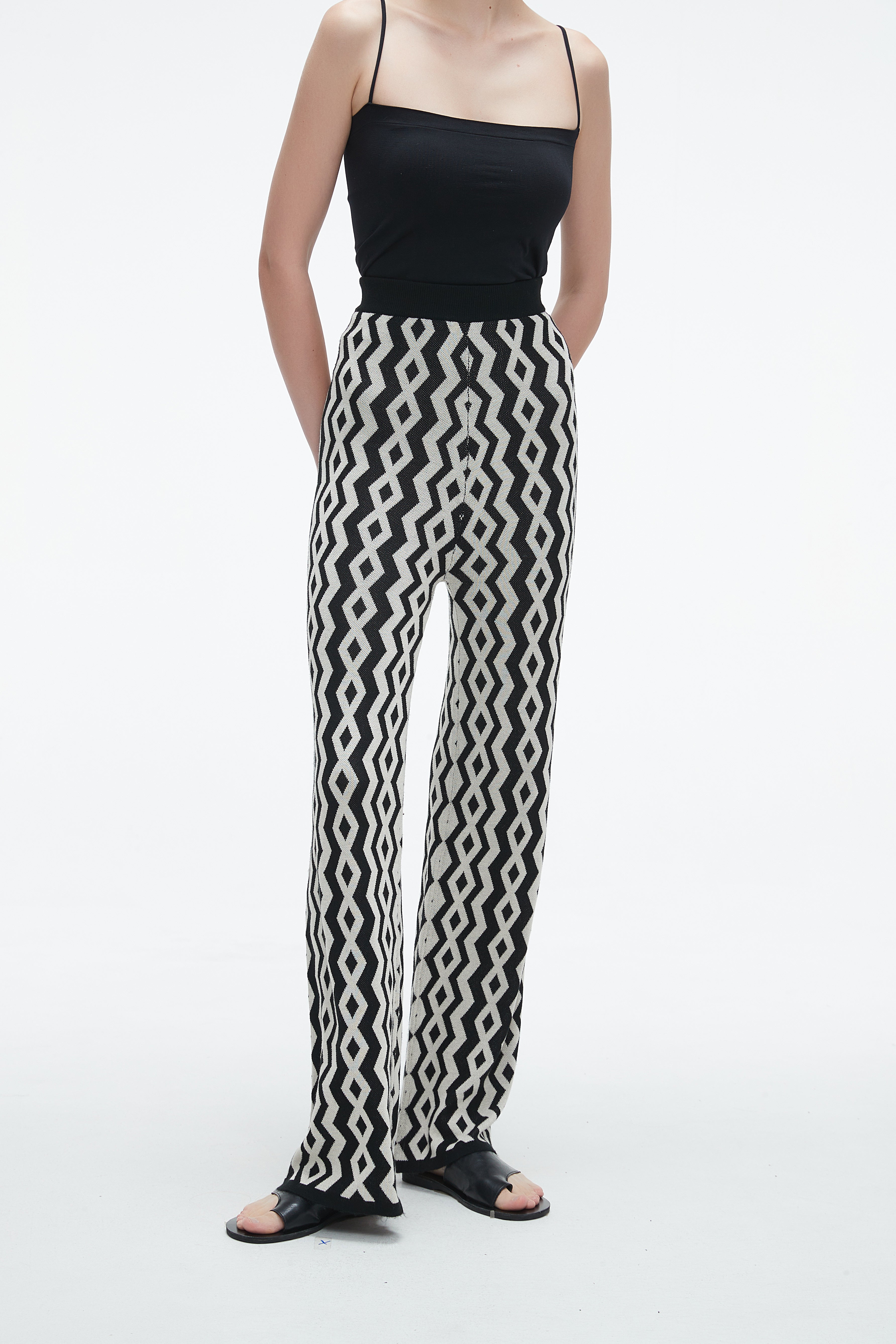 Yola Long Wide-Leg Printed Trousers